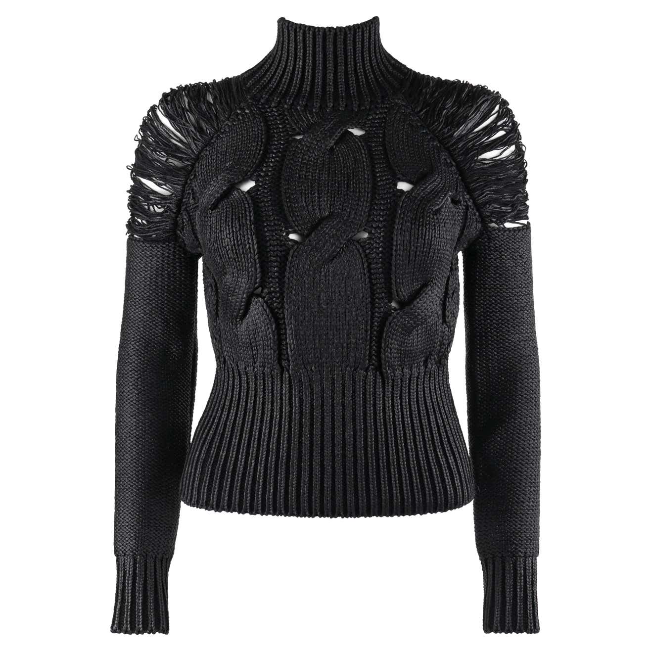 ALEXANDER McQUEEN C 2001 Black Metallic Glazed Distressed Turtleneck alexander-mcqueen-c-2001-black-metallic-glazed-distressed-turtleneck