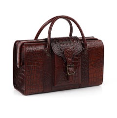 ALEXANDER McQUEEN c.2003 Brown Leather Crocodile Embossed Buckle Box Handbag