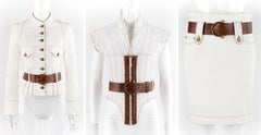ALEXANDER McQUEEN c.2003 "Irere" Brown 2" Wide Leather Brass Buckle Waist Belt