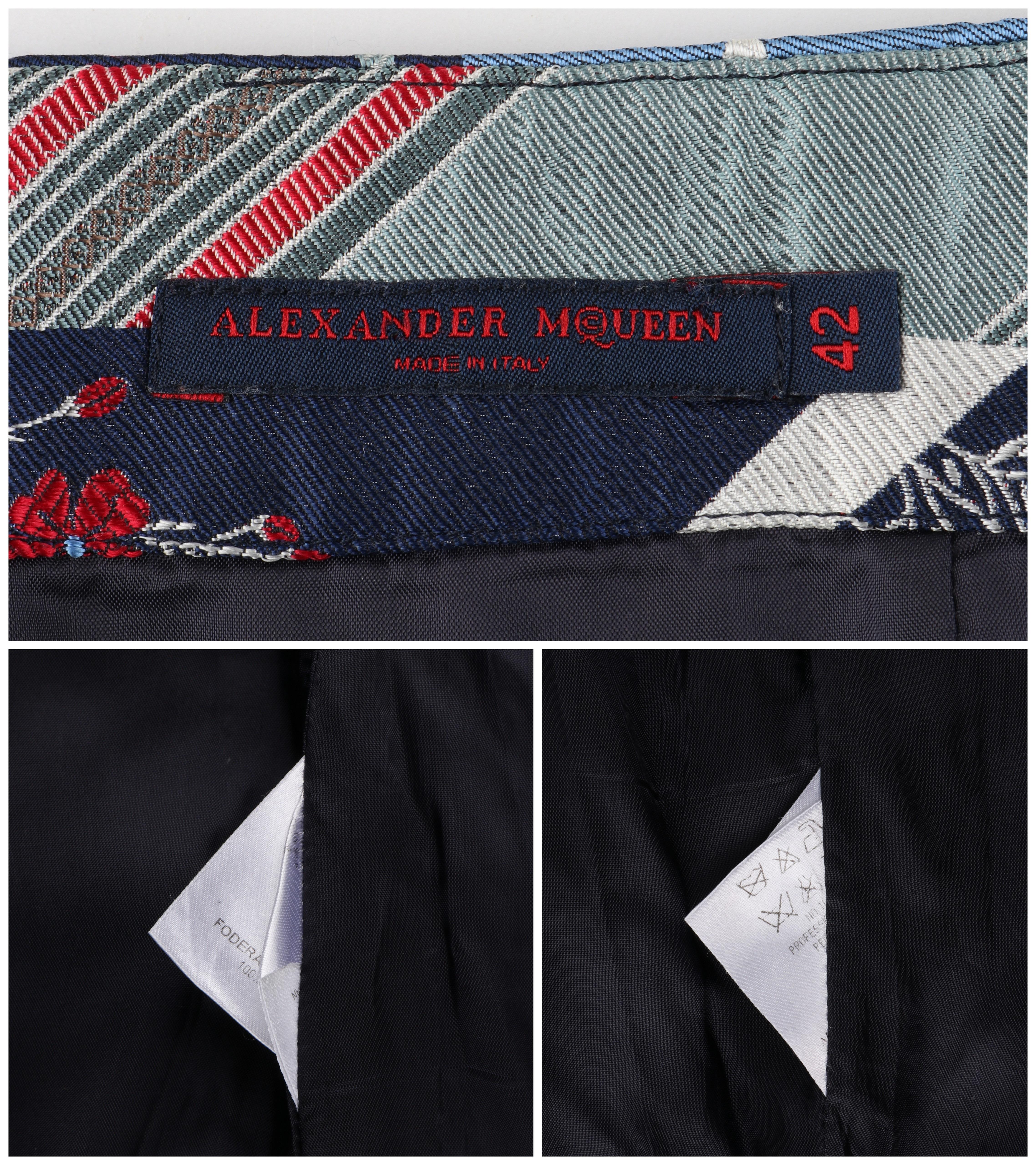 ALEXANDER McQUEEN c.2006 Jacquard Floral Stripe Multi-Pattern Panel Sheath Skirt 2