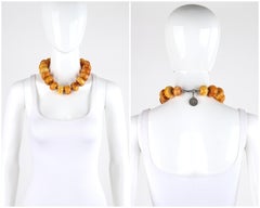 ALEXANDER McQUEEN c.2006 Orange Große Halskette aus marmoriertem Harz mit Perlen und Metall mit Schachtel