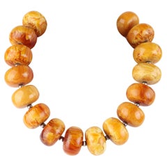ALEXANDER McQUEEN c.2006 Orange Large Marbled Resin Beaded Metal Necklace w/Box