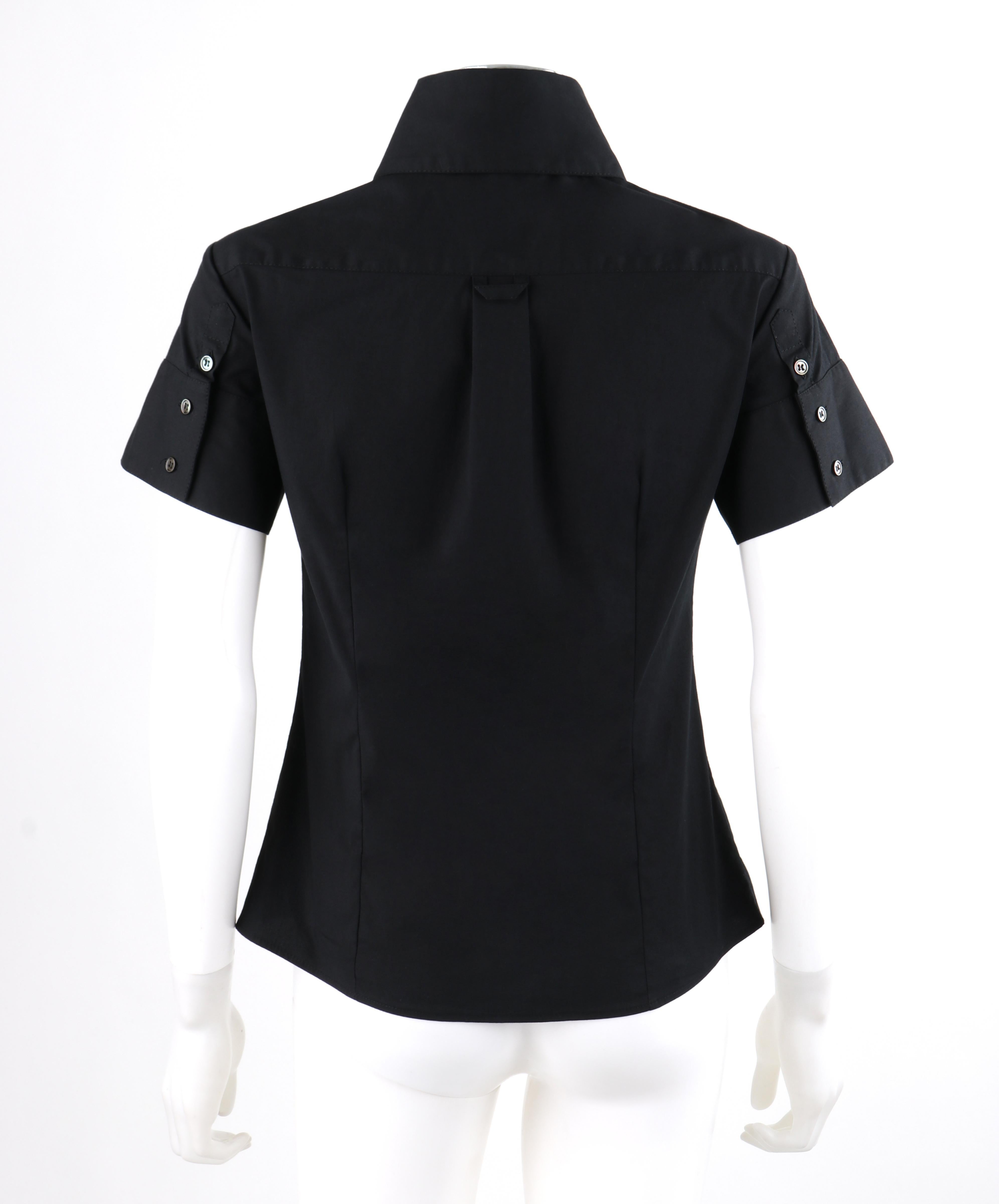 high neck short sleeve blouse