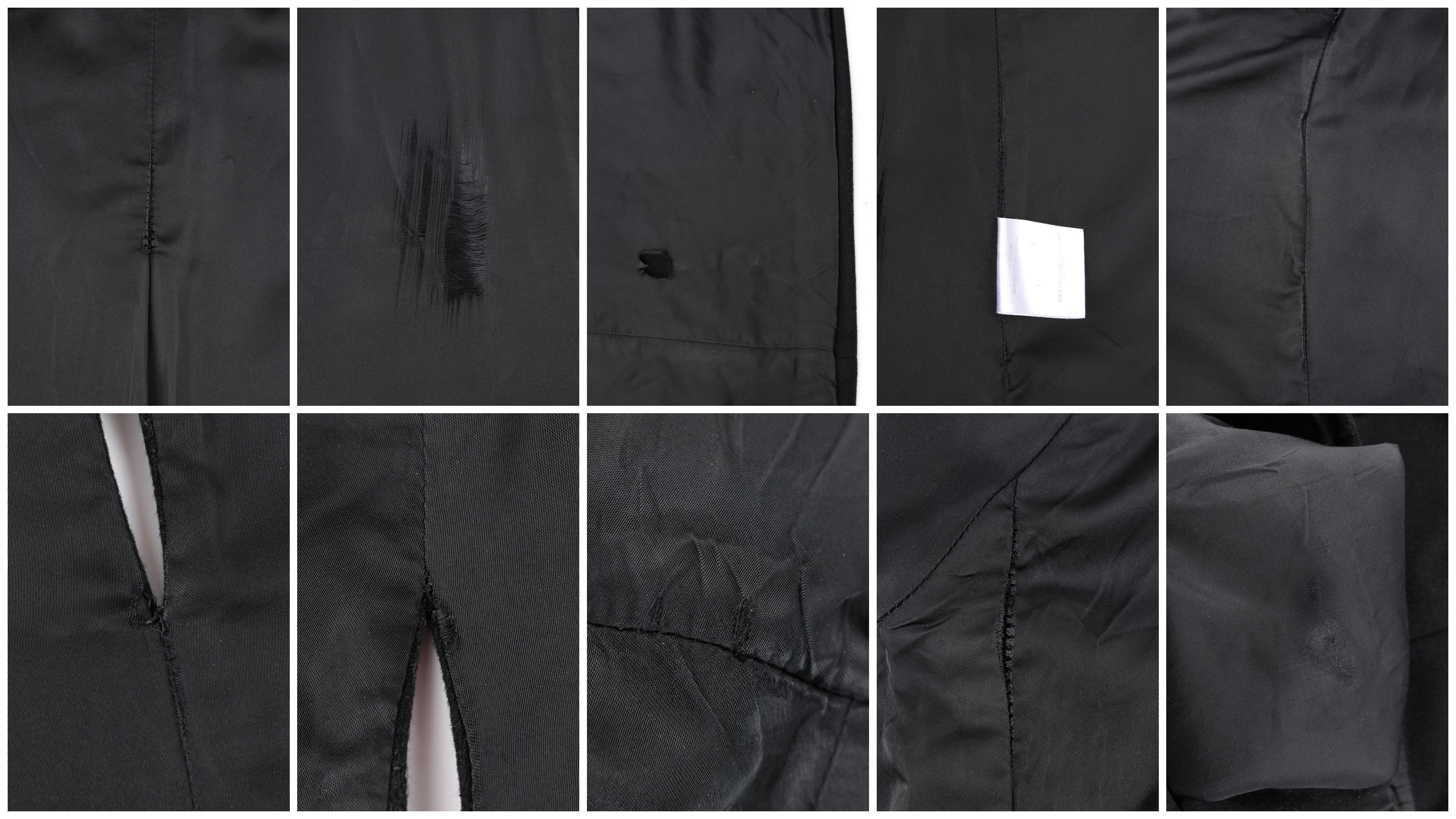 ALEXANDER McQUEEN c.2007 Black Wool/Cashmere Women's Belted Coat Jacket 4