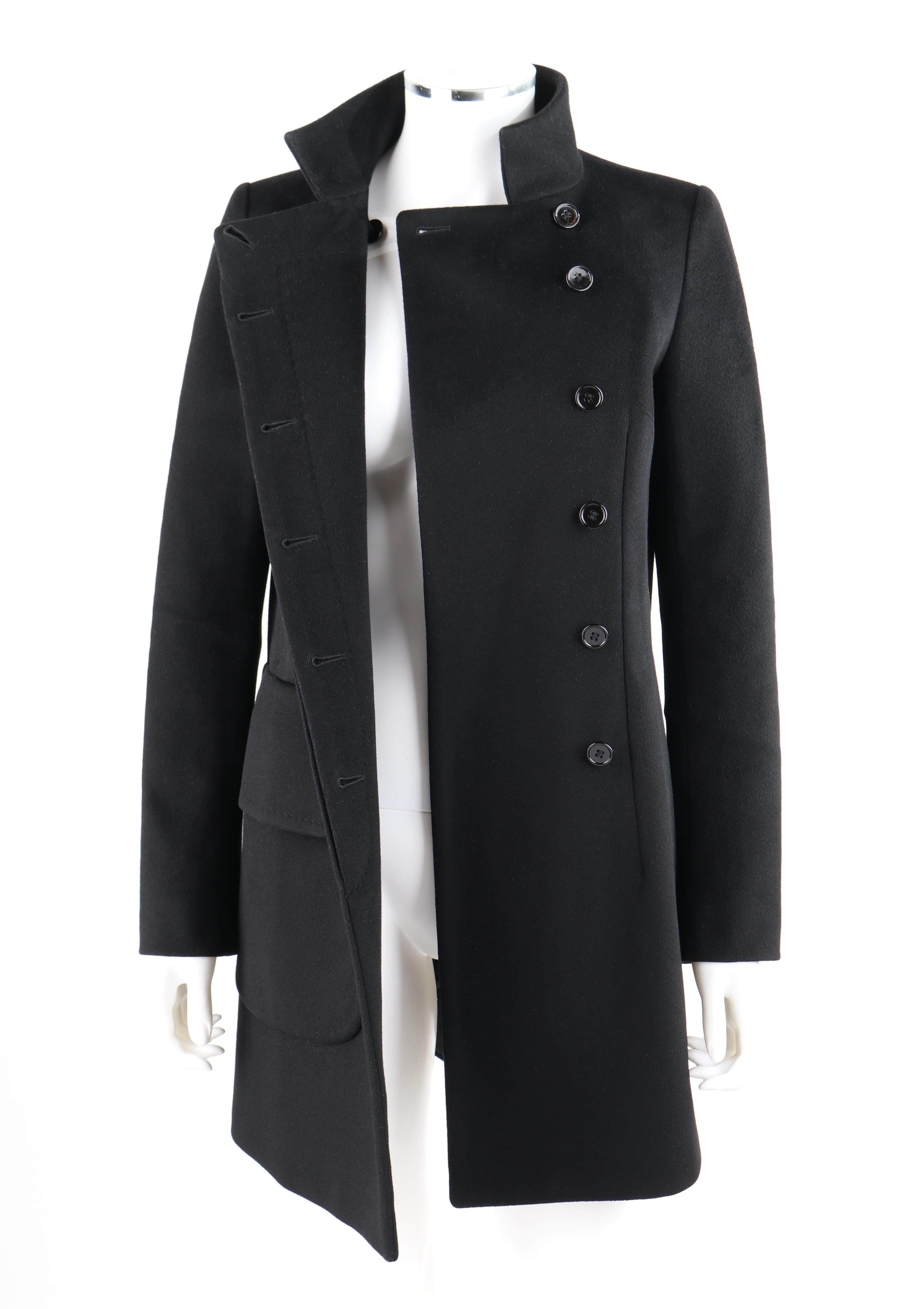 ALEXANDER McQUEEN c.2007 Black Wool/Cashmere Women's Belted Coat Jacket ...