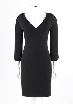 ALEXANDER McQUEEN c.2007 Black Wool Geometric Paneled V-Neck Cocktail Dress