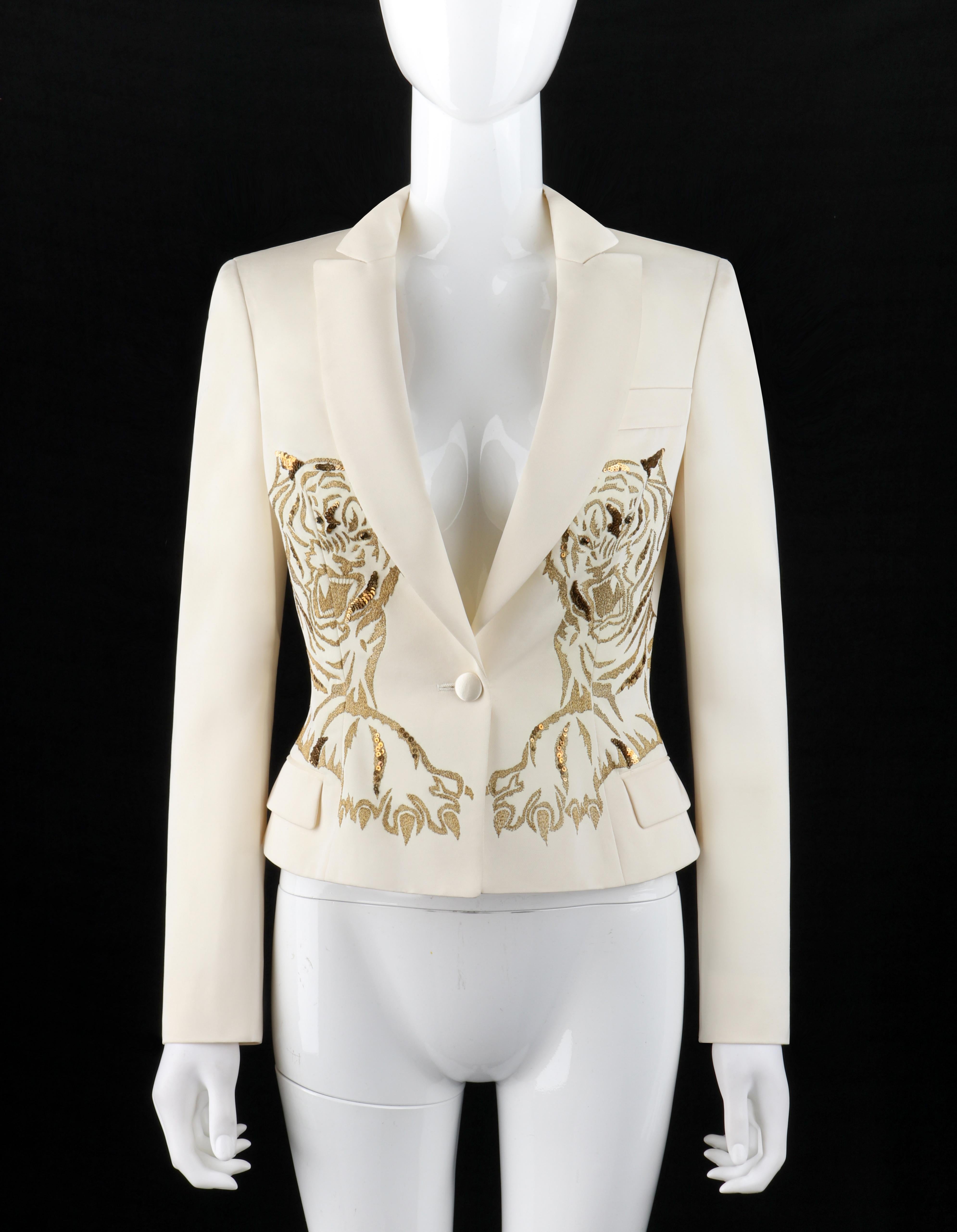 This beautifully embroidered tiger blazer with sequin and bead detailing was from Alexander McQueen's Egyptian inspired F/W 2007 collection 