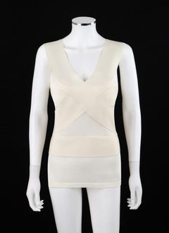 ALEXANDER McQUEEN c.2007 Ivory Stretch Knit Semi-Sheer Sleeveless Bandage Top
