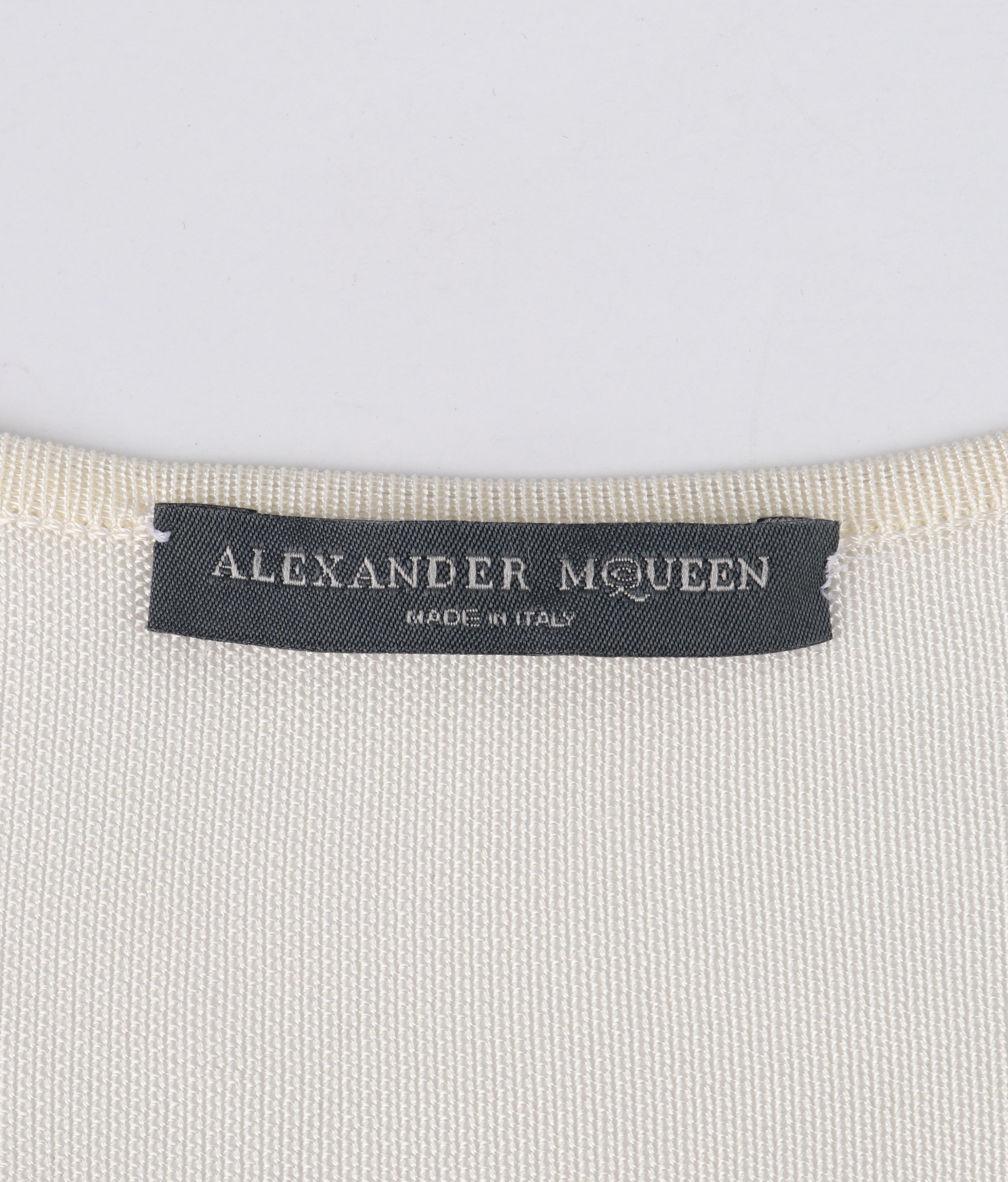ALEXANDER McQUEEN c.2007 Ivory Stretch Knit Semi-Sheer Sleeveless Bandage Top For Sale 2