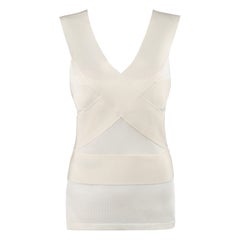 ALEXANDER McQUEEN c.2007 Top de tirantes sin mangas de punto elástico color marfil semi transparente