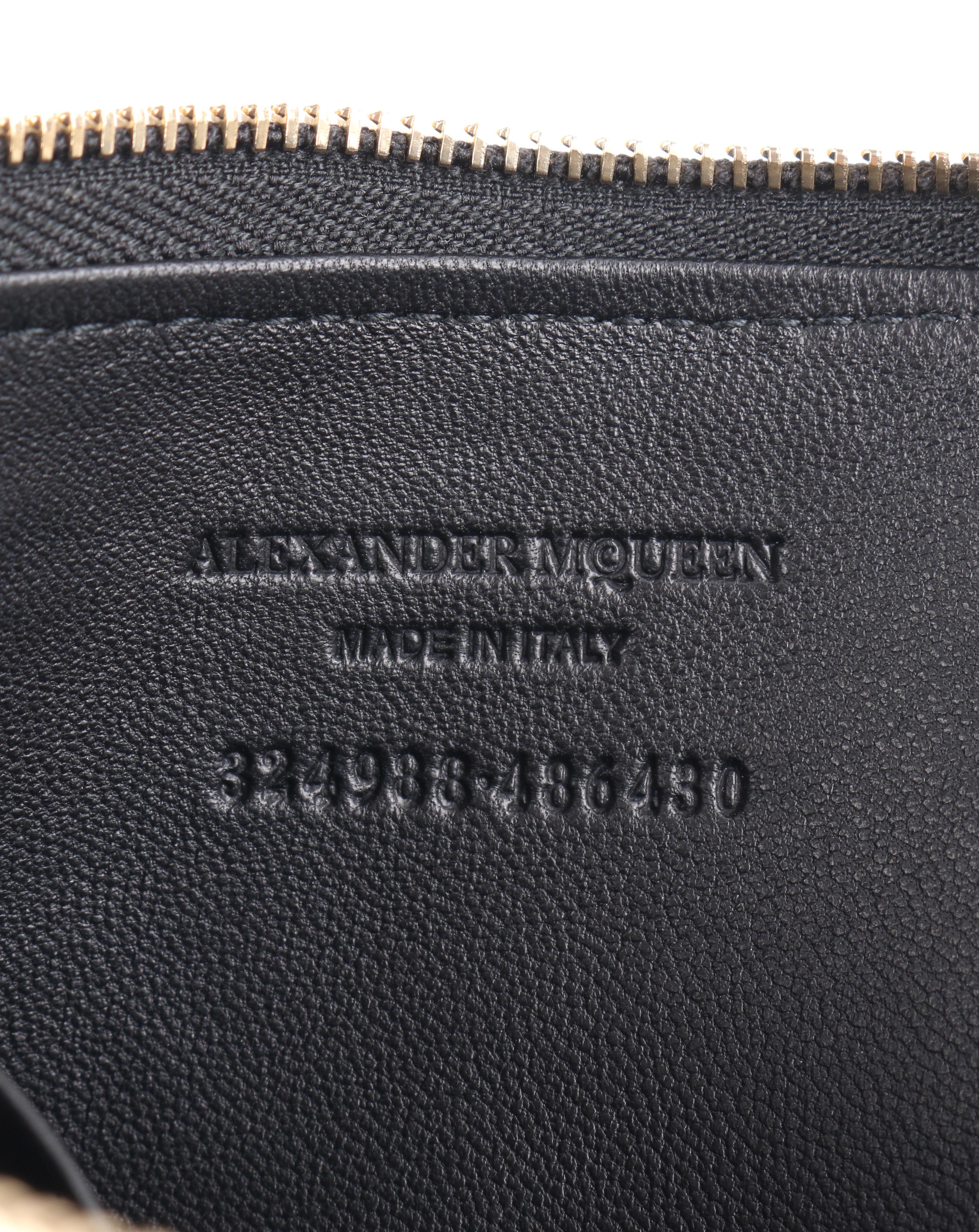 ALEXANDER McQUEEN c.2008 Black Leather Rib Cage Zip Around Coin Card Case NWT 3