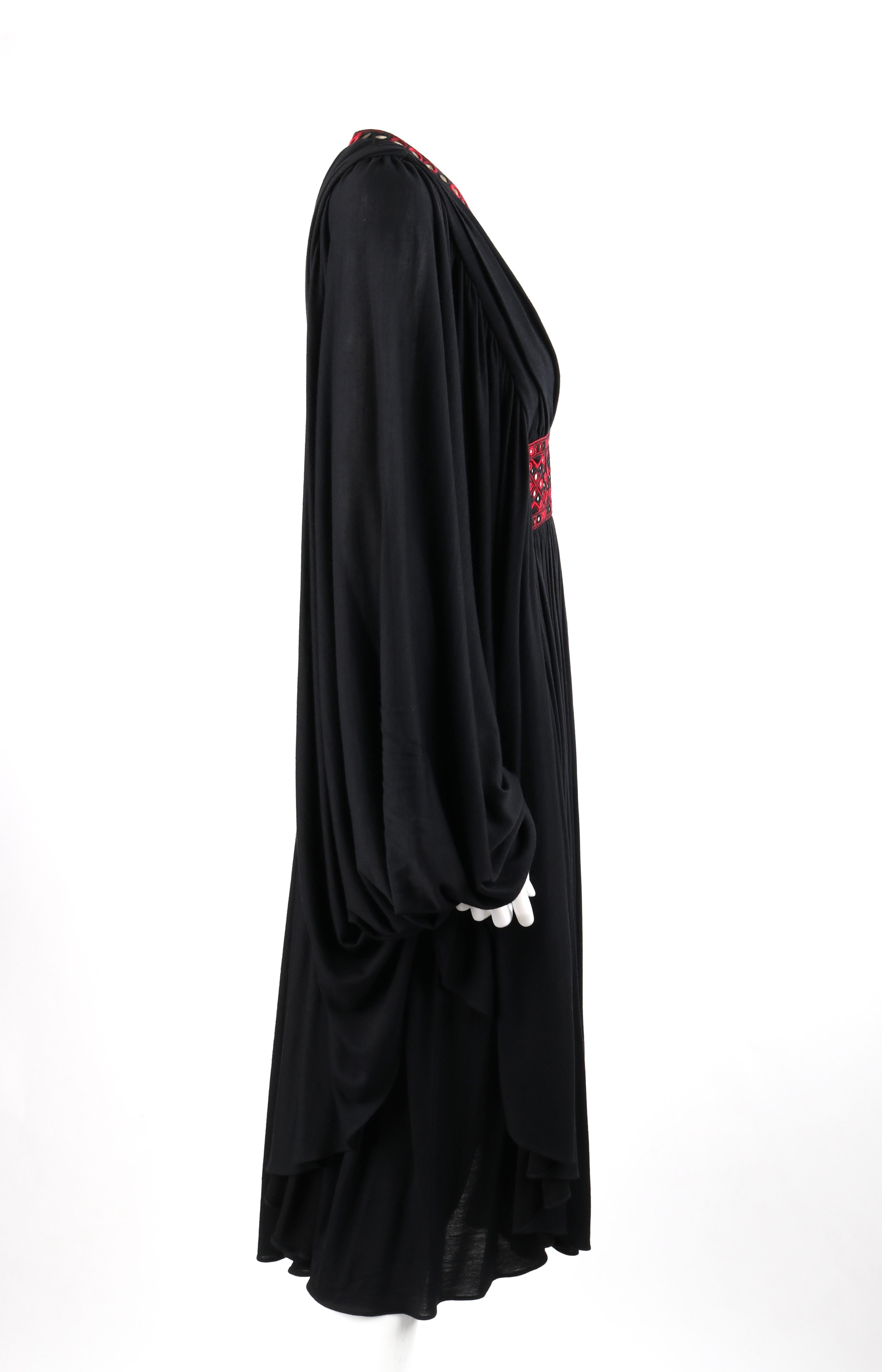 Black ALEXANDER McQUEEN c.2009 Bohemian Caftan Midi Batwing Sleeve Dress 