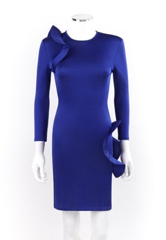 ALEXANDER McQUEEN c.2010 Royal Blue Structured Ruffle Bodycon Dress OOAK Sample