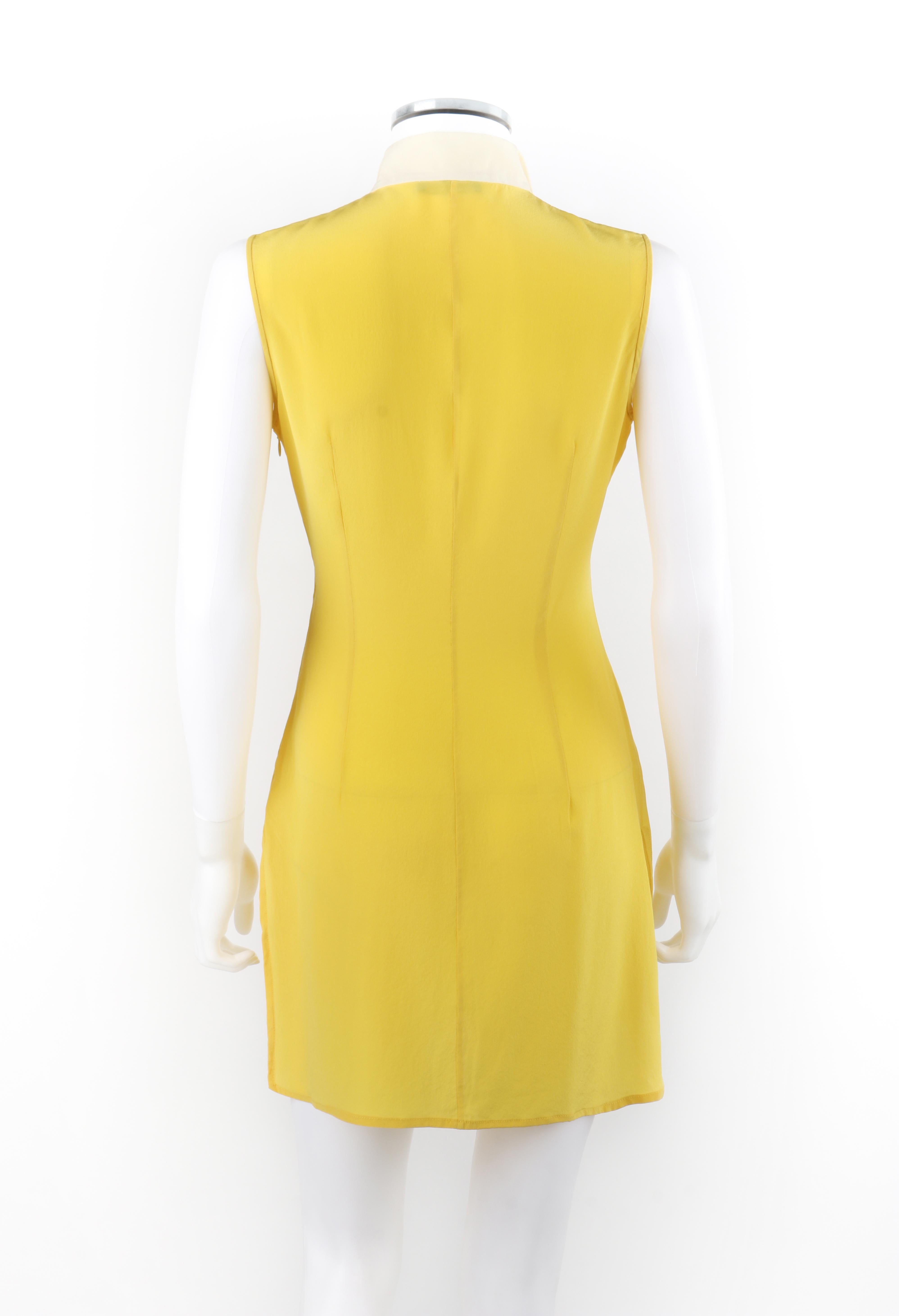 ALEXANDER McQUEEN c.2010 Mini robe en mousseline de soie blanc jaune avec trou de serrure et double fente en vente 2