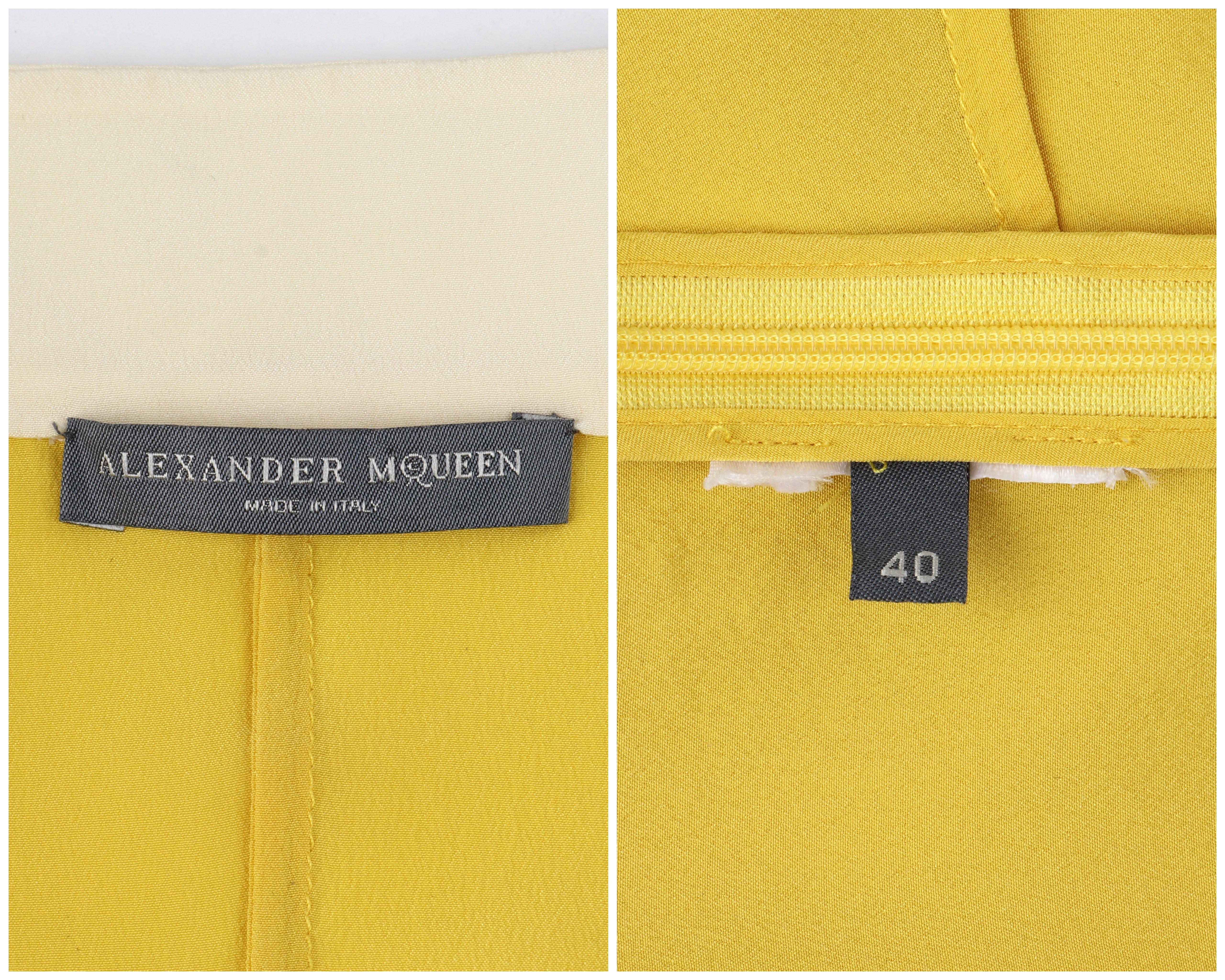 ALEXANDER McQUEEN c.2010 Yellow White Chiffon Keyhole Double Slit Mini Dress For Sale 3
