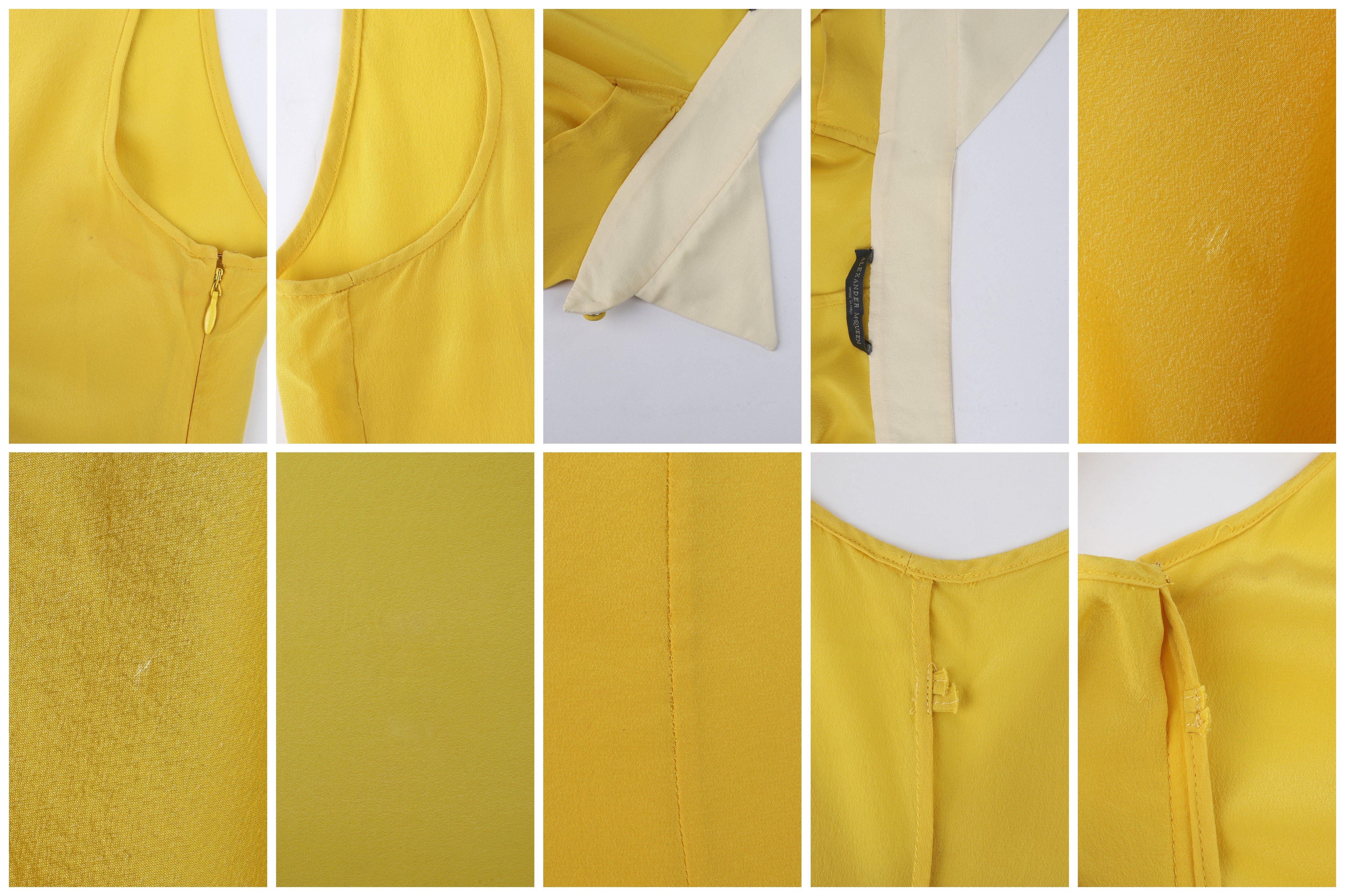ALEXANDER McQUEEN c.2010 Yellow White Chiffon Keyhole Double Slit Mini Dress For Sale 4