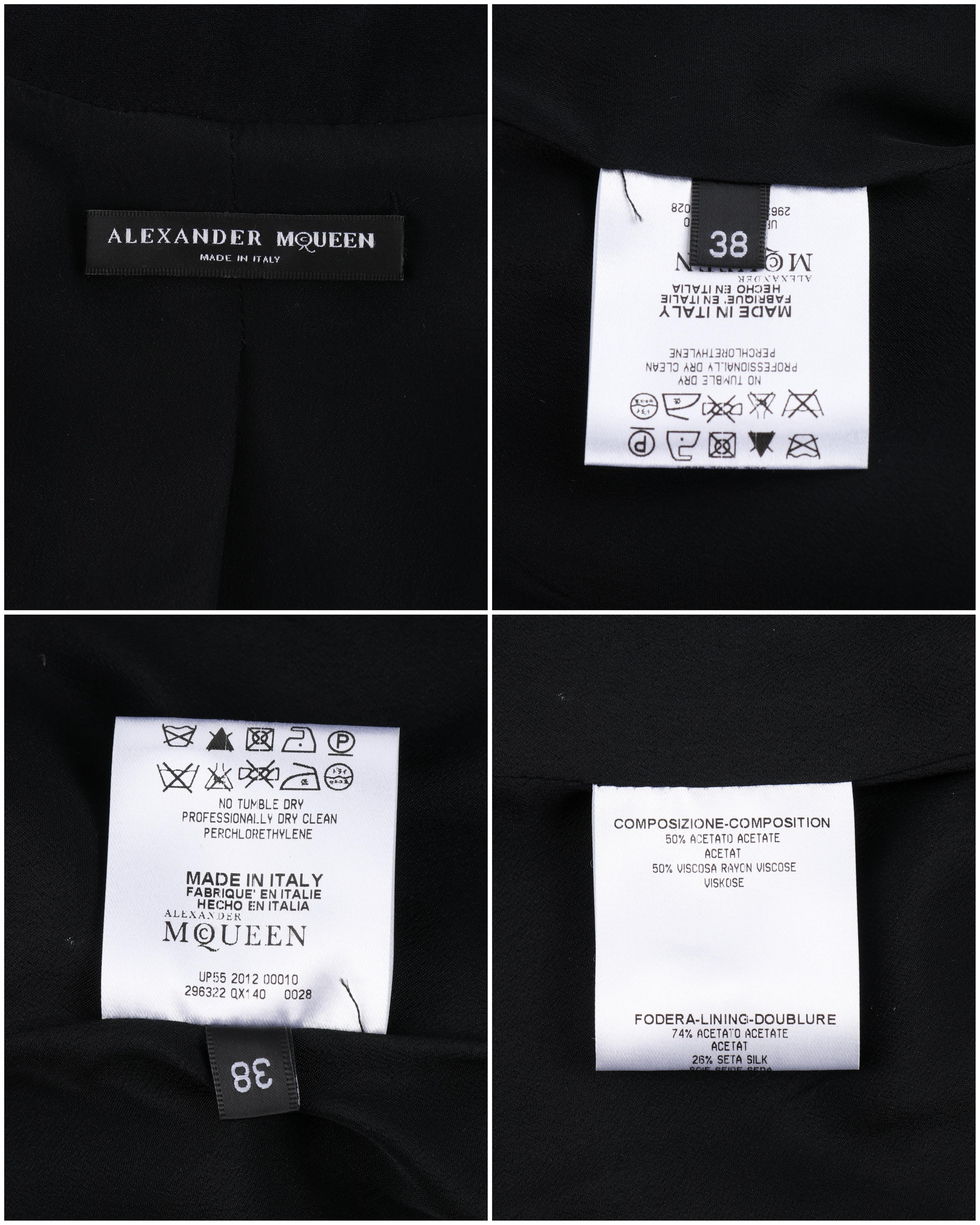 ALEXANDER McQUEEN c.2012 Black Double Breasted Button Up Collar Cocktail Dress For Sale 7