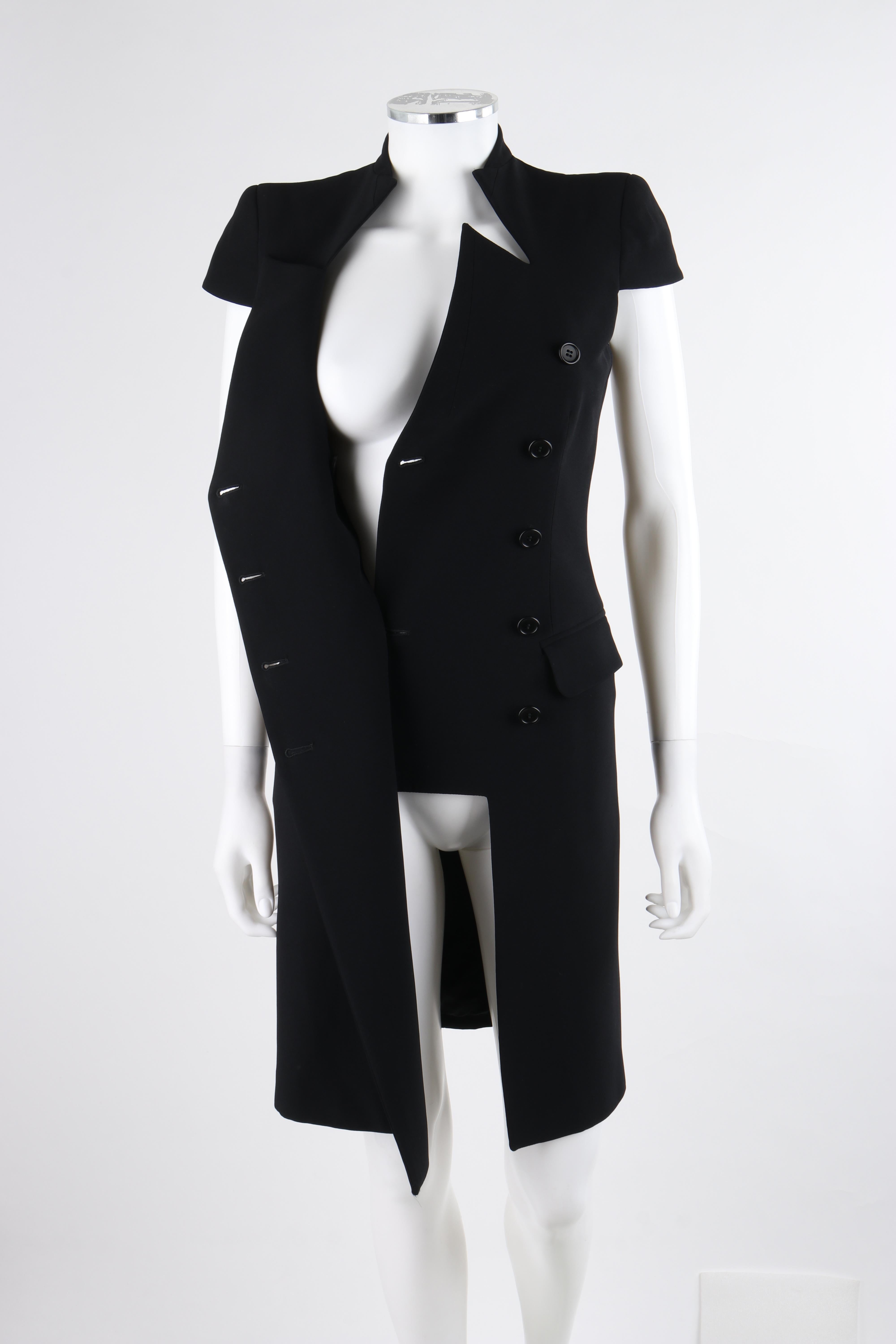 ALEXANDER McQUEEN c.2012 Black Double Breasted Button Up Collar Cocktail Dress For Sale 3