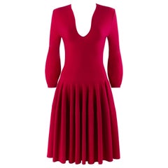 ALEXANDER McQUEEN c.2012 Raspberry Pink Fit n Flare Skater Dress SAMPLE