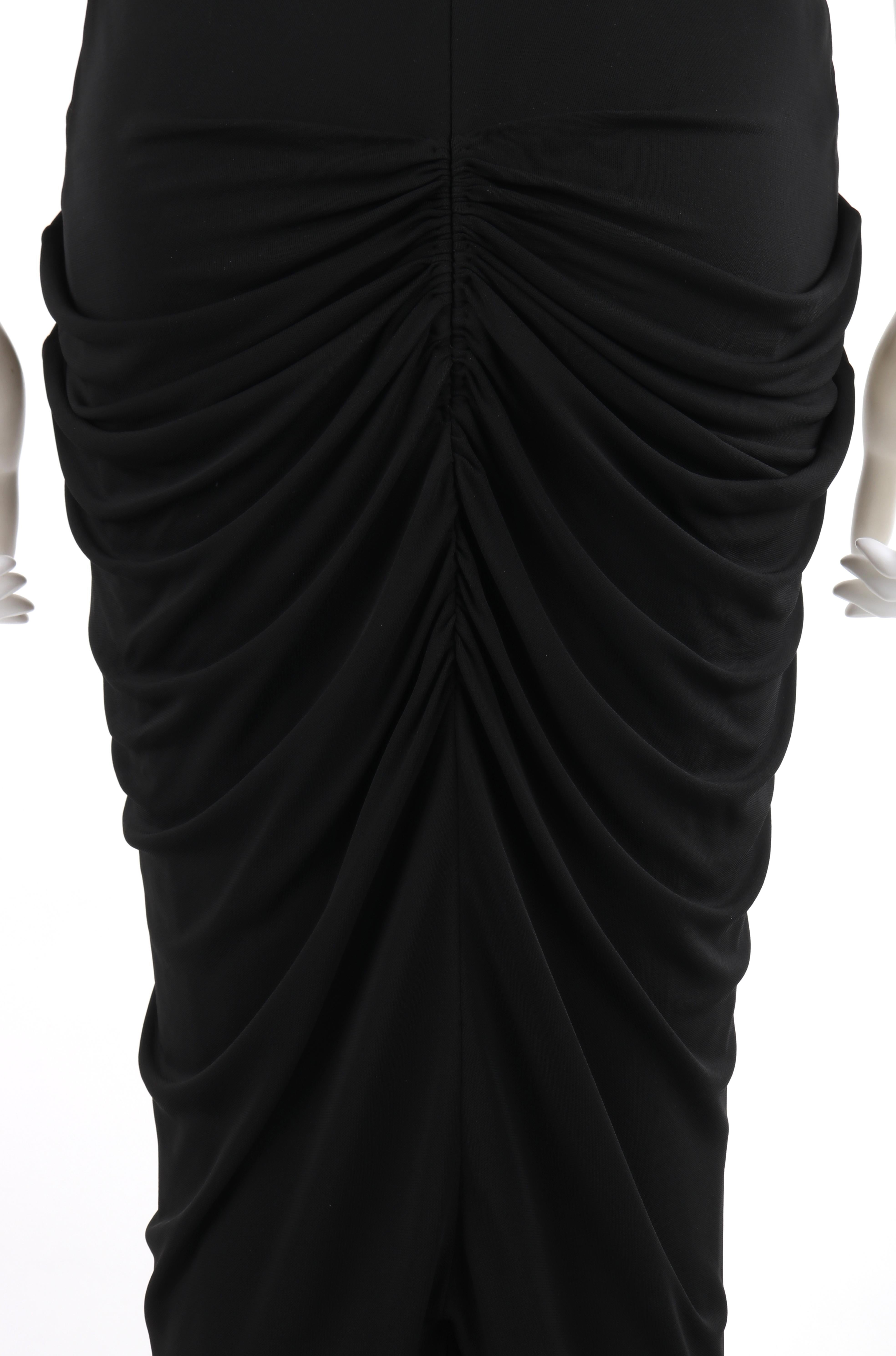 ALEXANDER McQUEEN c.2013 Black Copper Leaf Stretch Halter Maxi Dress Gown 4
