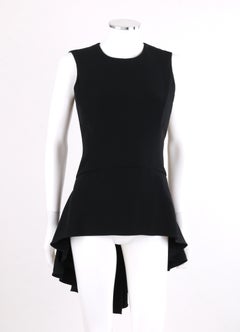 ALEXANDER McQUEEN ca. 2013 Schwarzes drapiertes Seiden-Tanktop mit Schößchen und Schößchen