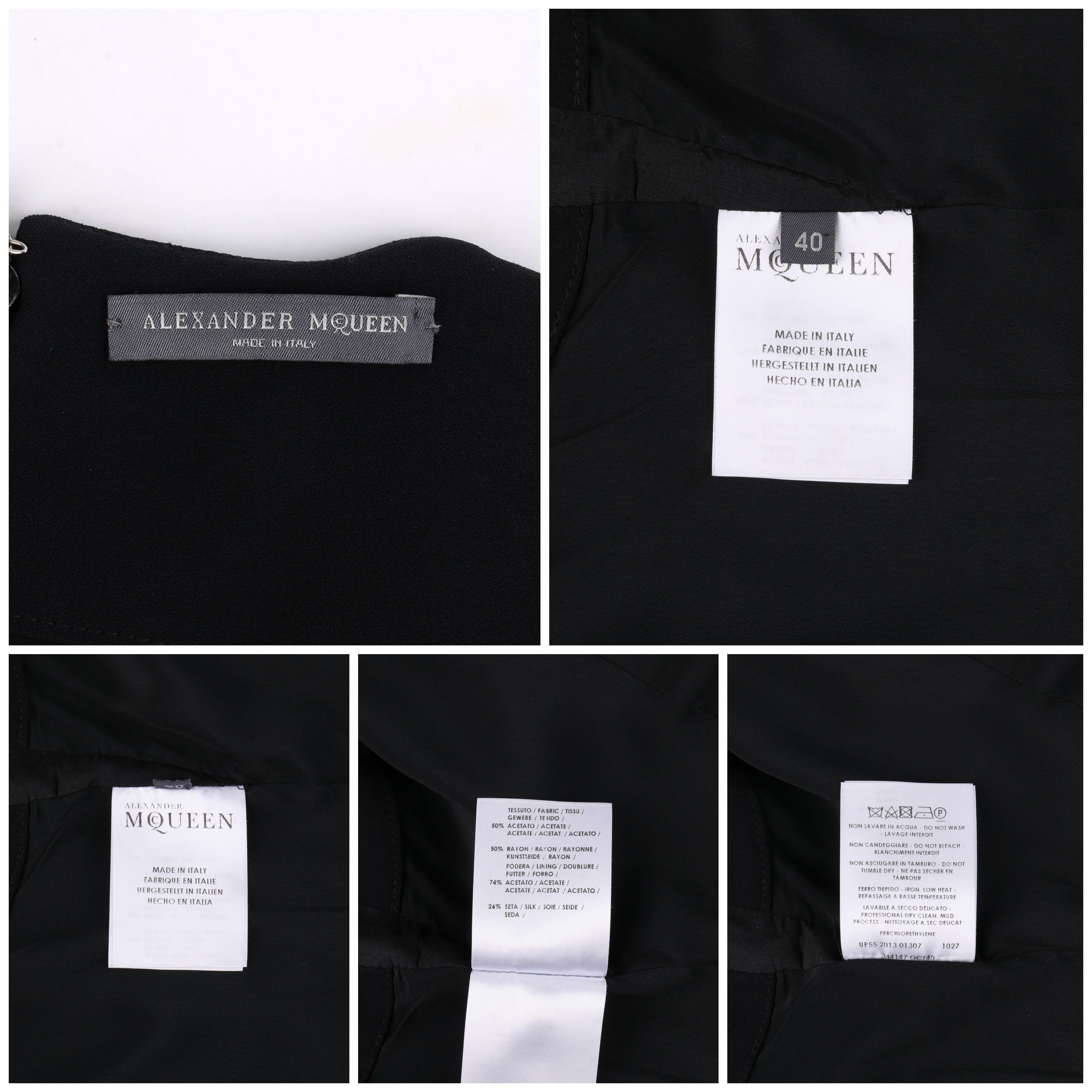 Alexander McQueen c.2013 Canotta nera in seta drappeggiata con peplo alto e basso in vendita 1