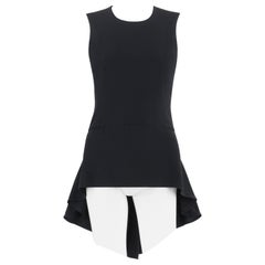 ALEXANDER McQUEEN c.2013 Black Silk Draped High Low Peplum Tank Top