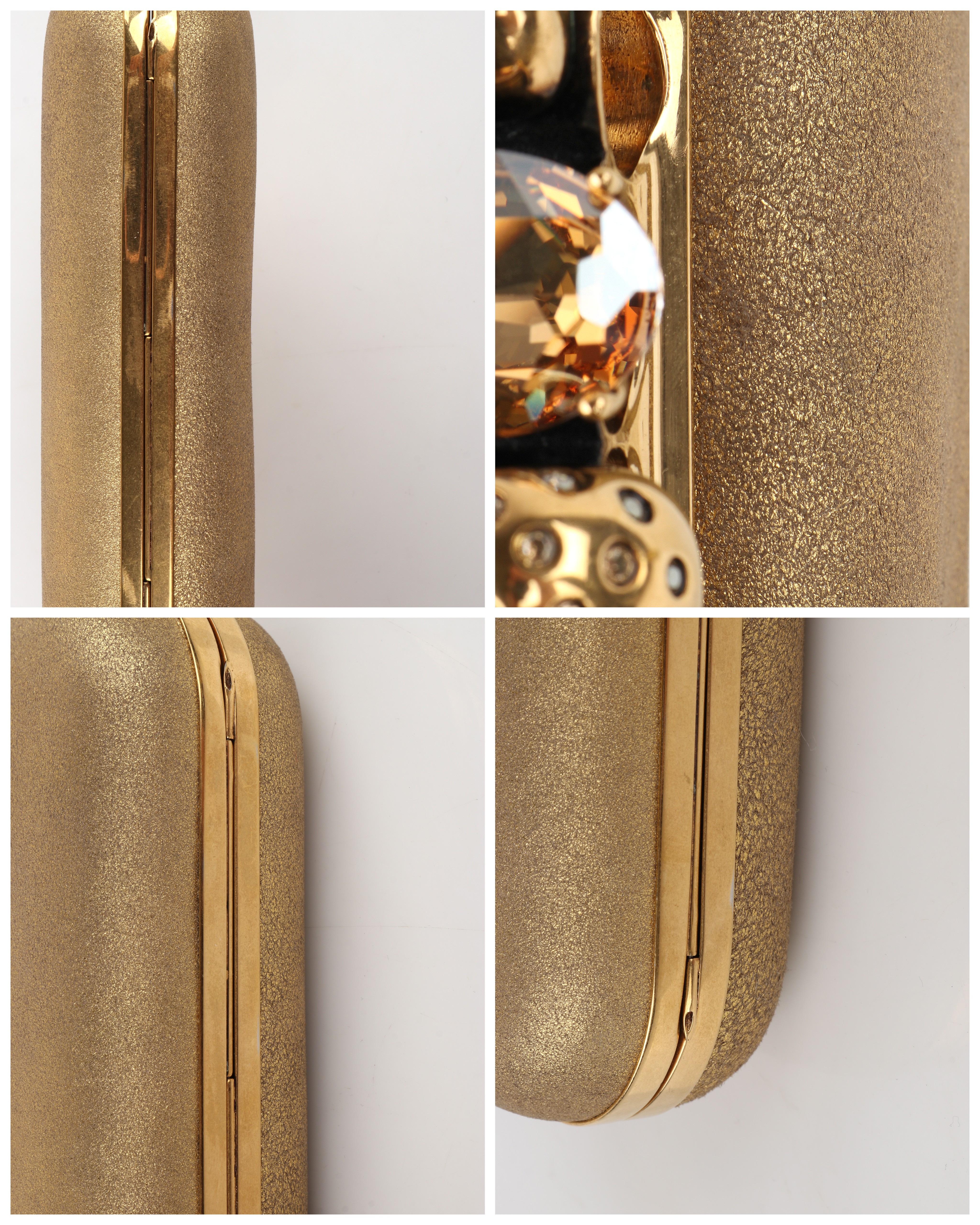 ALEXANDER McQUEEN c.2013 Gold Glitter Leather Metal Knuckle Ring Duster Clutch For Sale 5