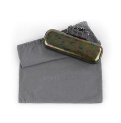 ALEXANDER McQUEEN c.2013 Metallic Oil Slick Leather Knuckle Ring Duster Clutch