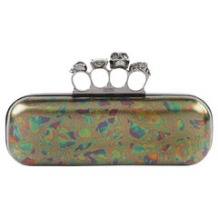 ALEXANDER McQUEEN c.2013 Metallic Oil Slick Leather Knuckle Ring Duster Clutch