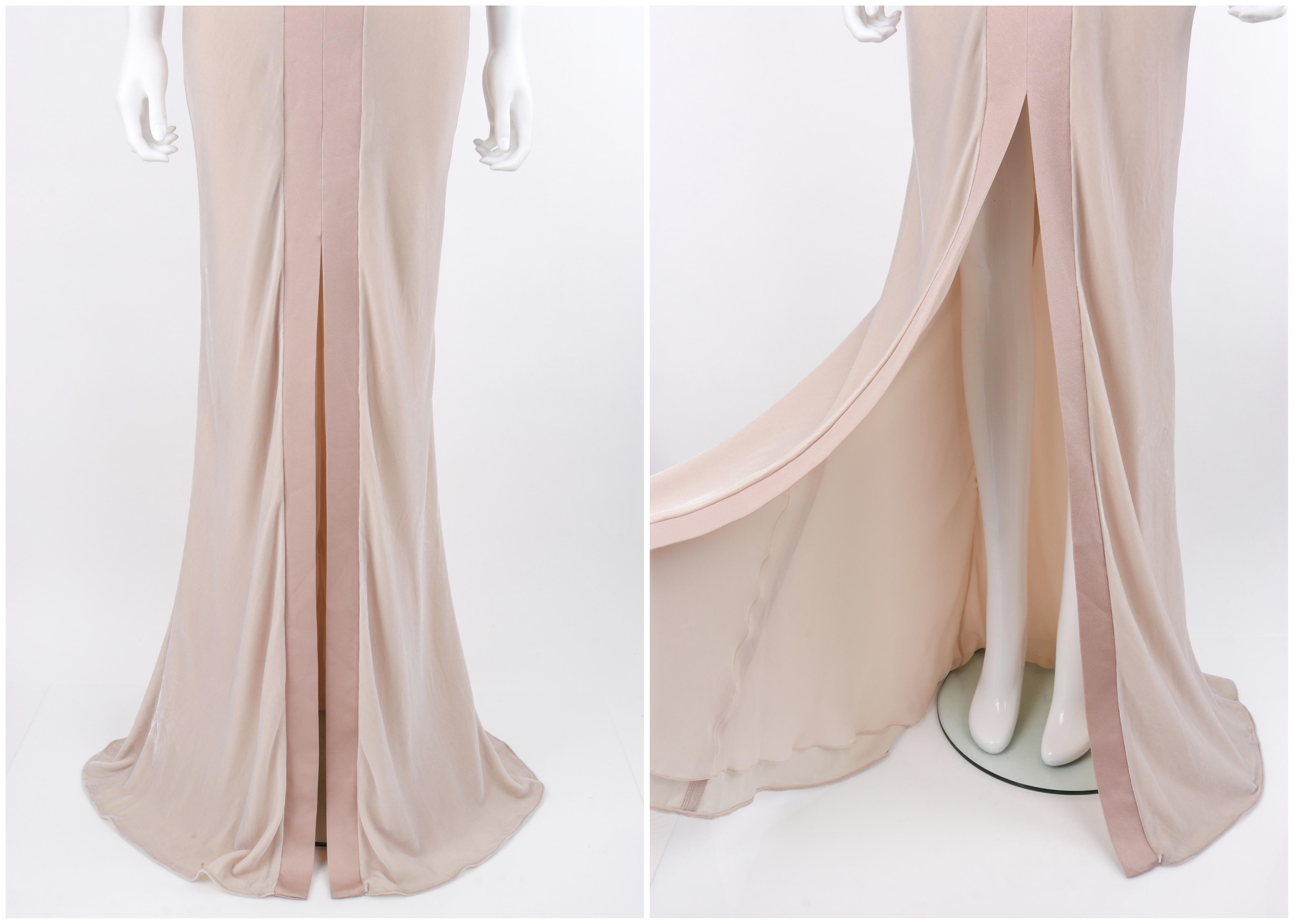 Women's ALEXANDER McQUEEN c.2017 Dusty Mauve Velvet Silk V-Neck Puff Longsleeve Gown For Sale