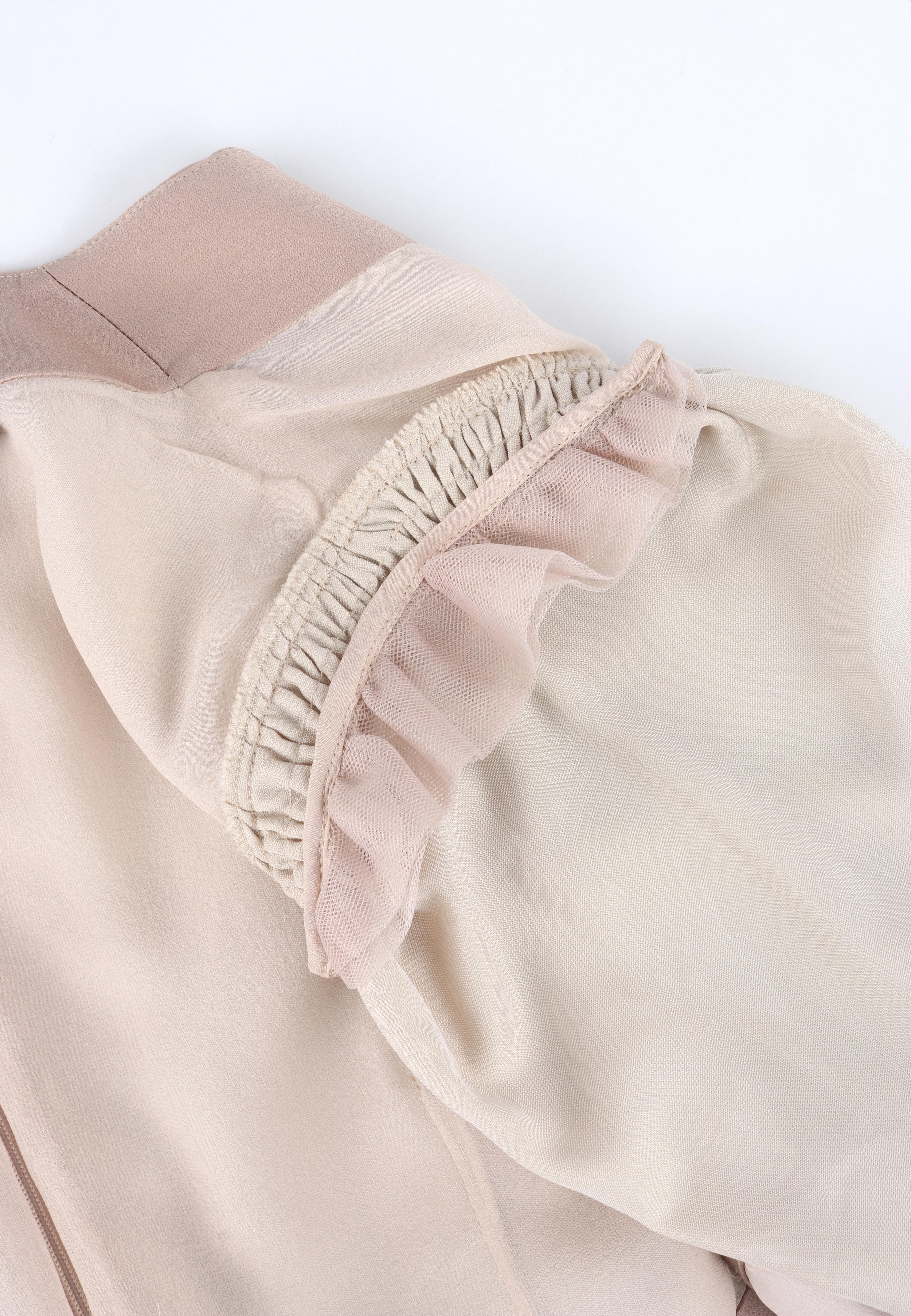 ALEXANDER McQUEEN c.2017 Dusty Mauve Velvet Silk V-Neck Puff Longsleeve Gown For Sale 2