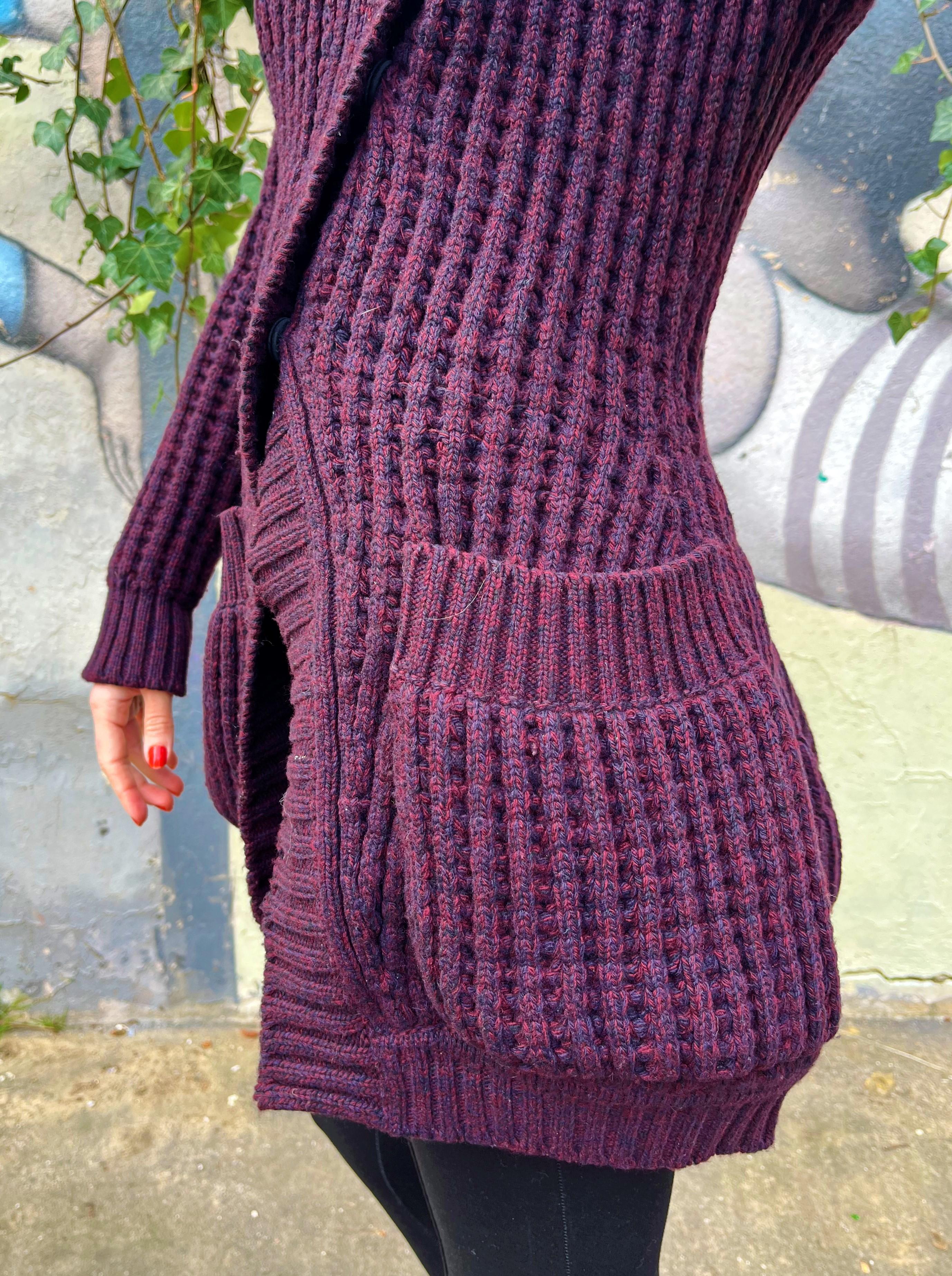 Alexander McQueen Cable Knit Structure Wool Pullover Coat Coat Dress en vente 4