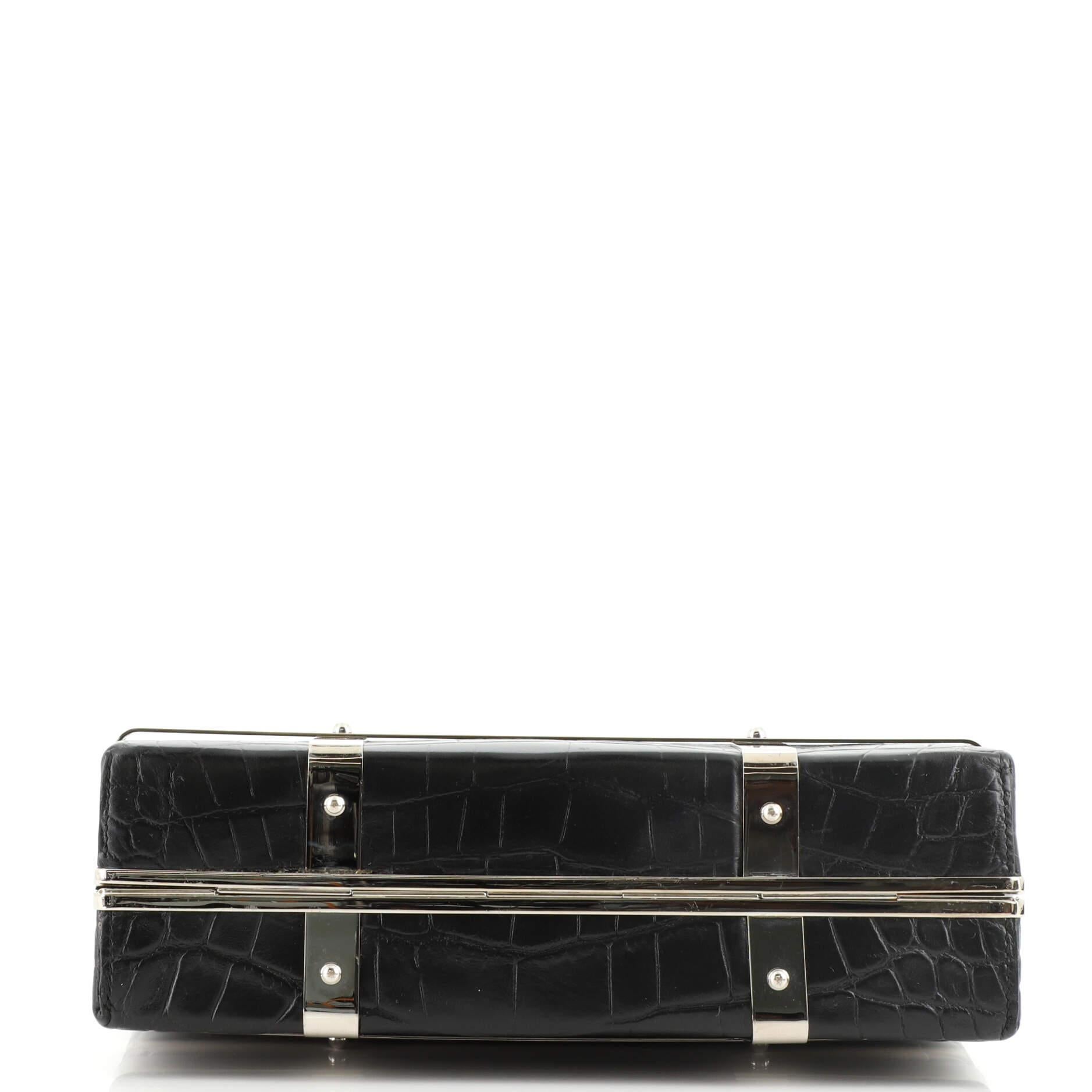 Alexander McQueen Cage Clutch Crocodile Embossed Leather Small 1