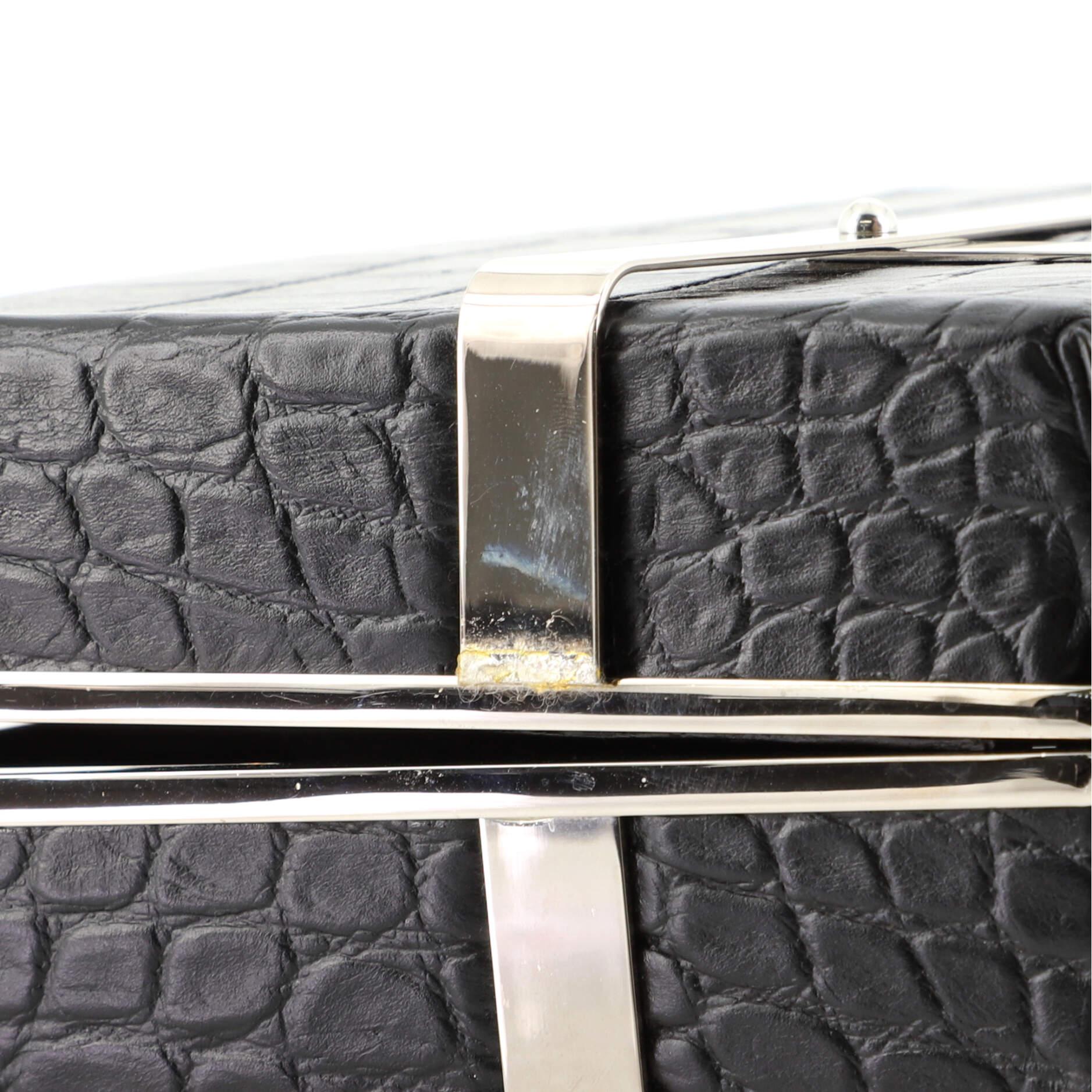 Alexander McQueen Cage Clutch Crocodile Embossed Leather Small 4