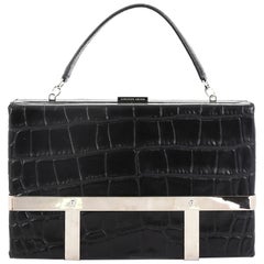 Alexander McQueen Cage Clutch Crocodile Embossed Leather Small