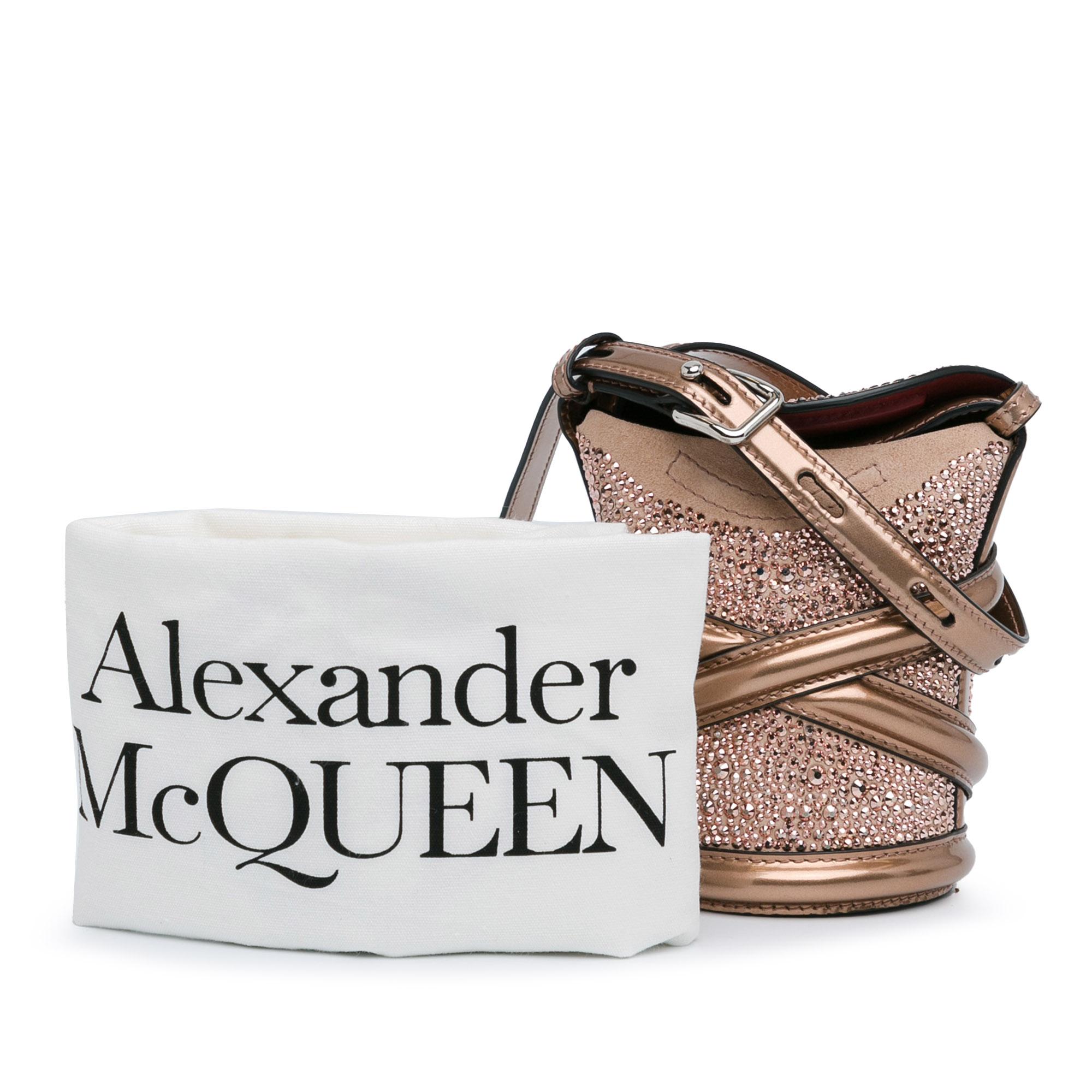 Alexander McQueen Calfskin Crystal Embellished The Curve Bucket Bag For Sale 4