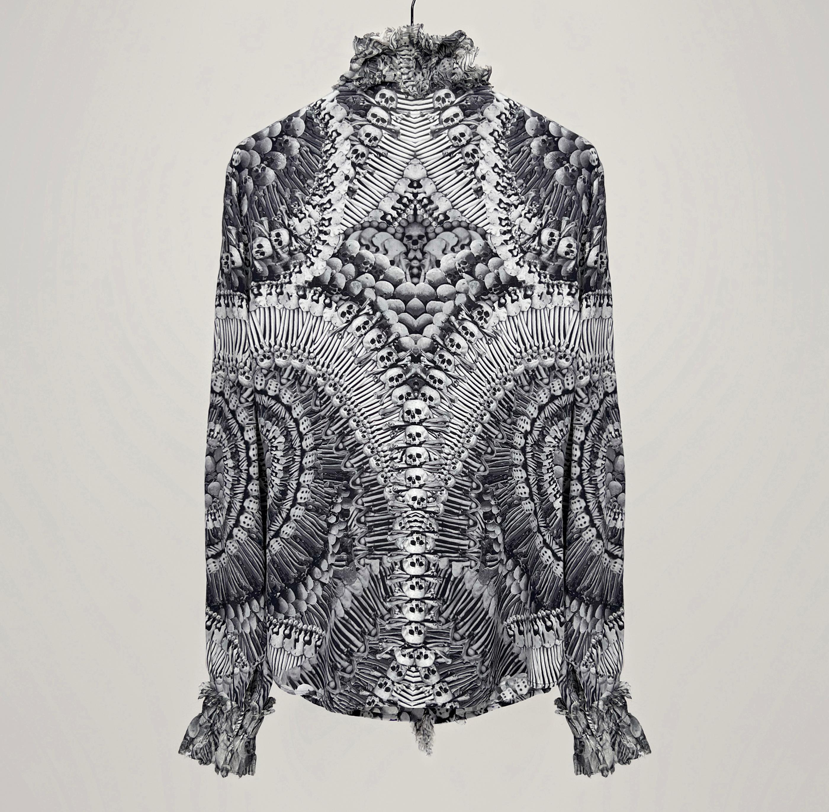 Gray Alexander McQueen catacombs skull printed blouse  collection: Pre-Fall 2010