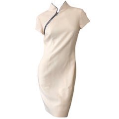 Alexander McQueen Cheongsam Style Ivory Dress with Zipper Detail