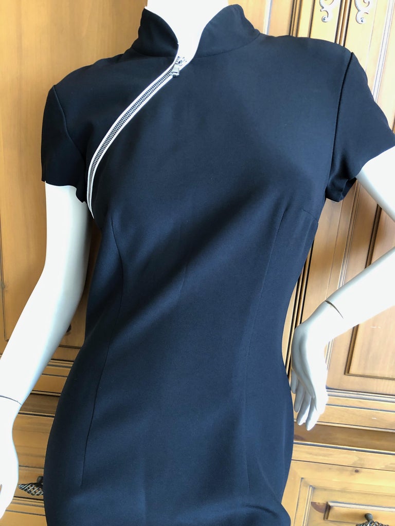 Alexander McQueen Cheongsam Style Little Black Dress w Reflective