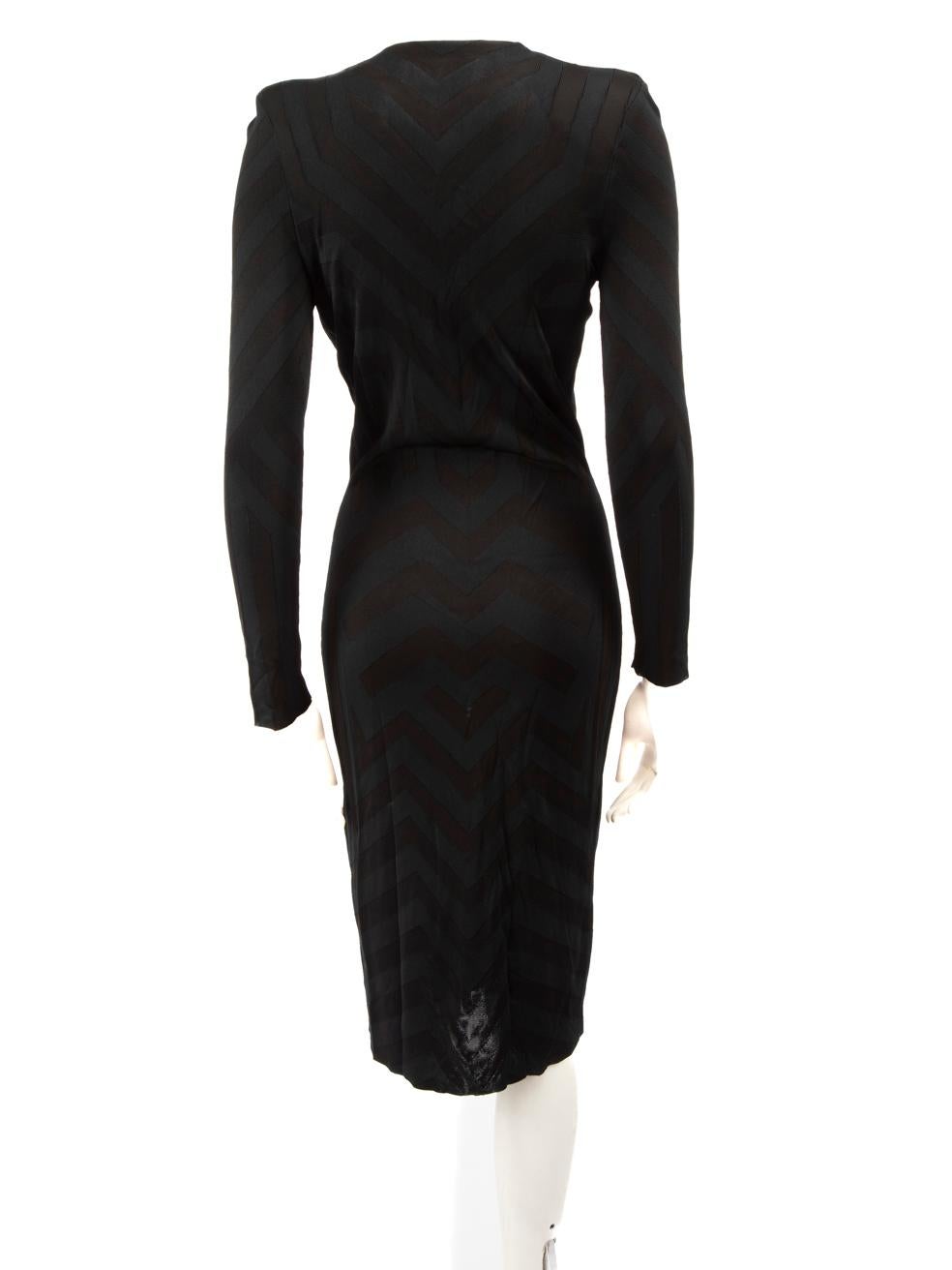 Black Alexander McQueen Chevron Pattern Midi Dress Size S