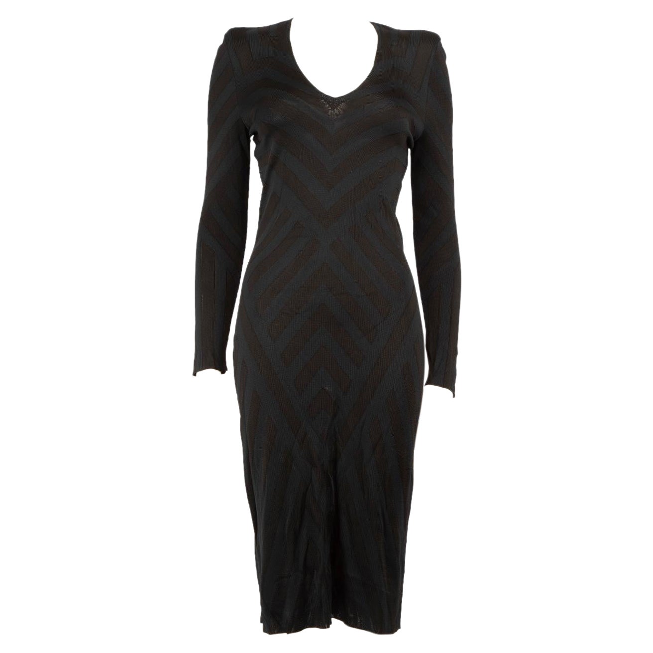 Alexander McQueen Chevron Pattern Midi Dress Size S