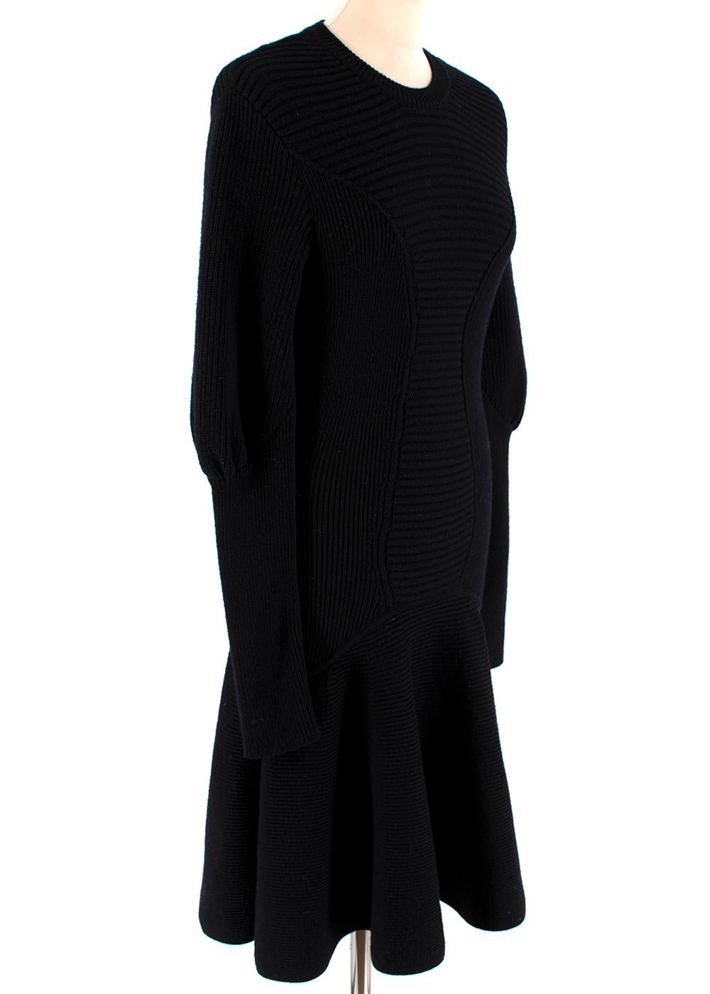 Black Alexander McQueen Chunky-knit Peplum Dress - Size L For Sale
