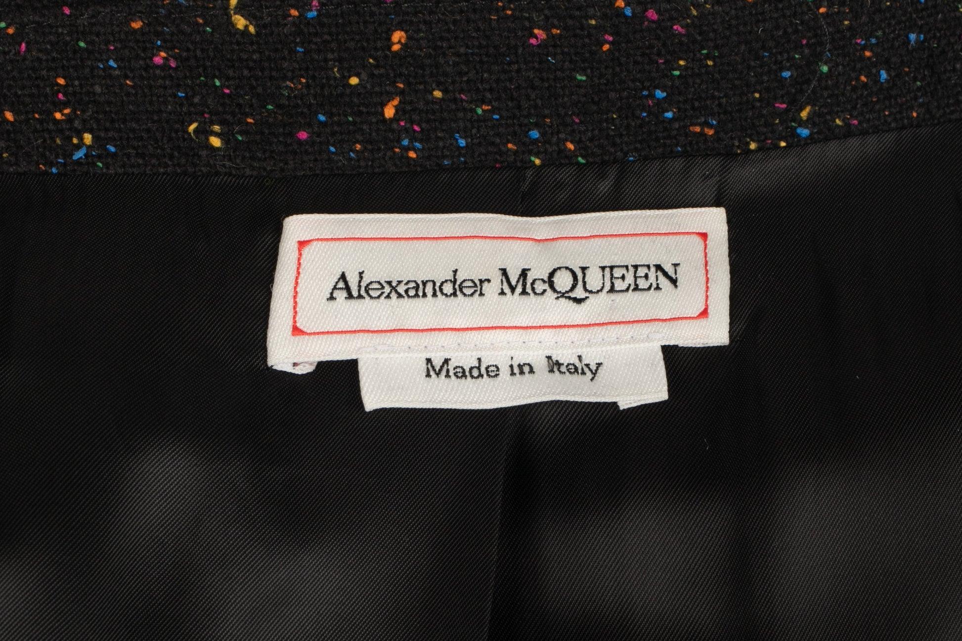 Cappotto Alexander McQueen in lana mista nera e multicolore, 2020 in vendita 7