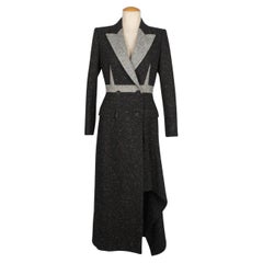 Alexander Mcqueen Coat in Black and Multicolored Blended Wool, 2020