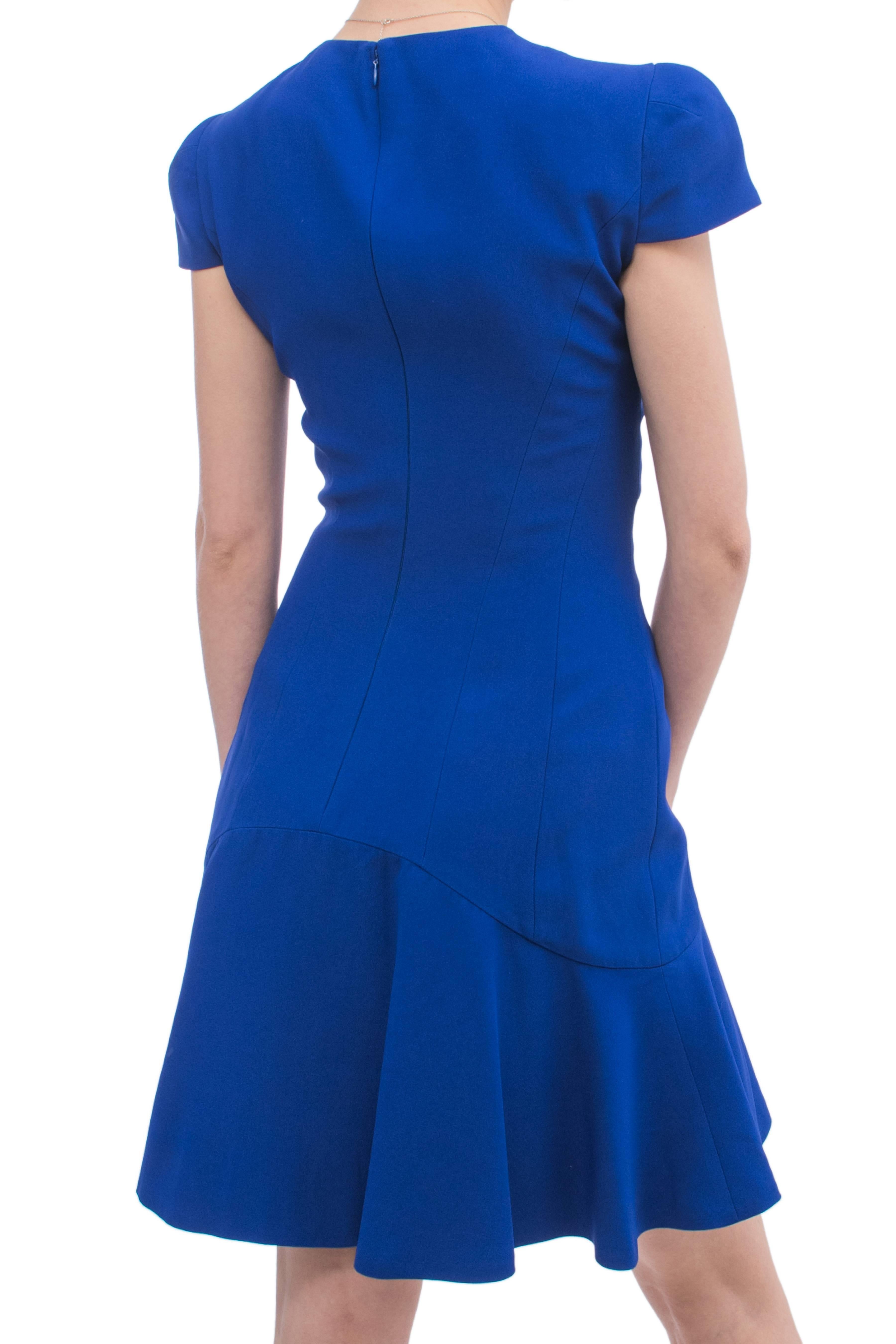Women's Alexander McQueen Cobalt Blue Flared Crepe Dress