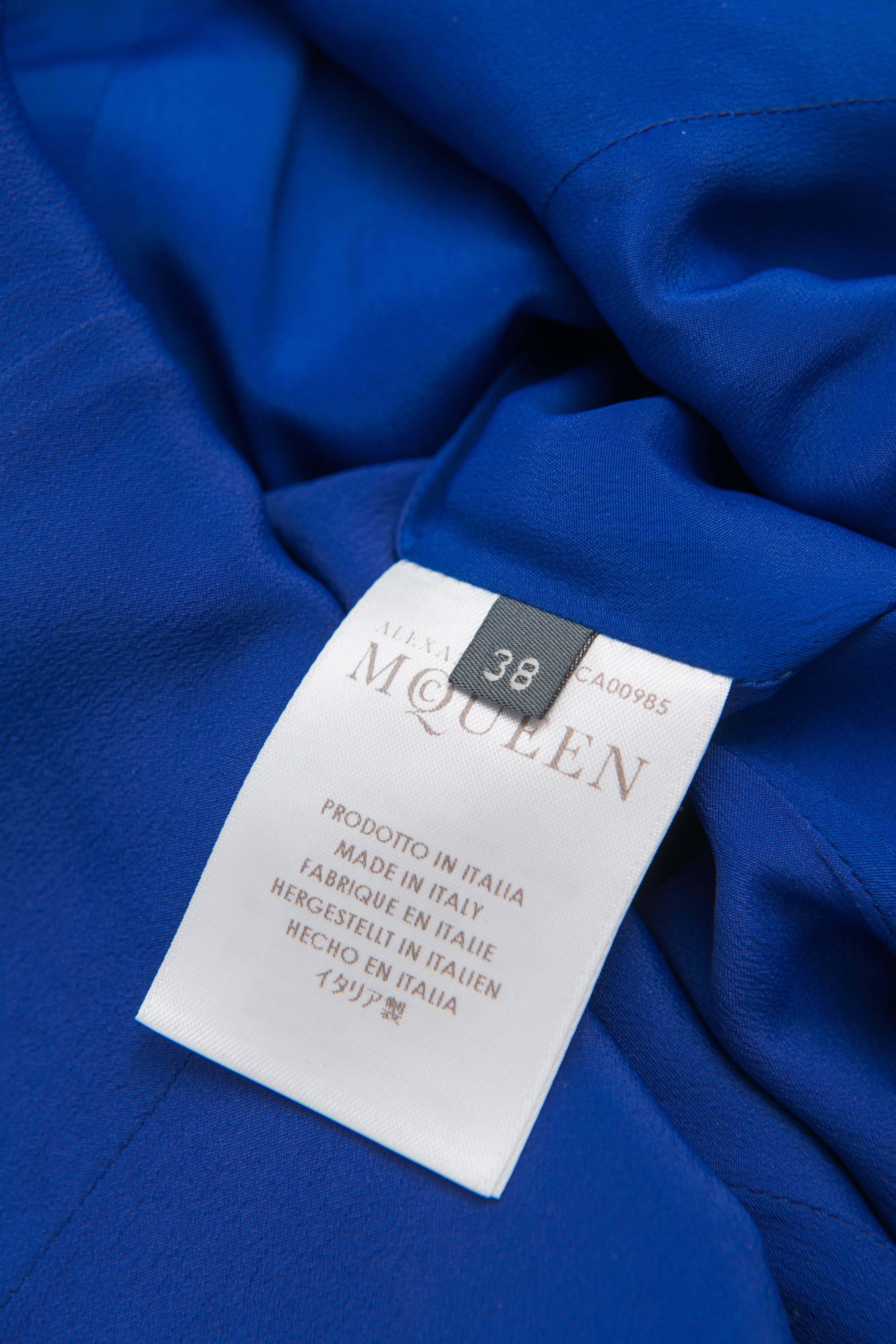 Alexander McQueen Cobalt Blue Flared Crepe Dress 2