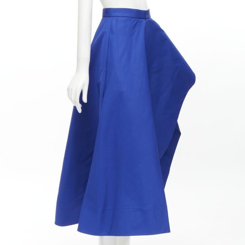 Blue ALEXANDER MCQUEEN cobalt taffeta asymmetric high low structured skirt IT38 XS For Sale