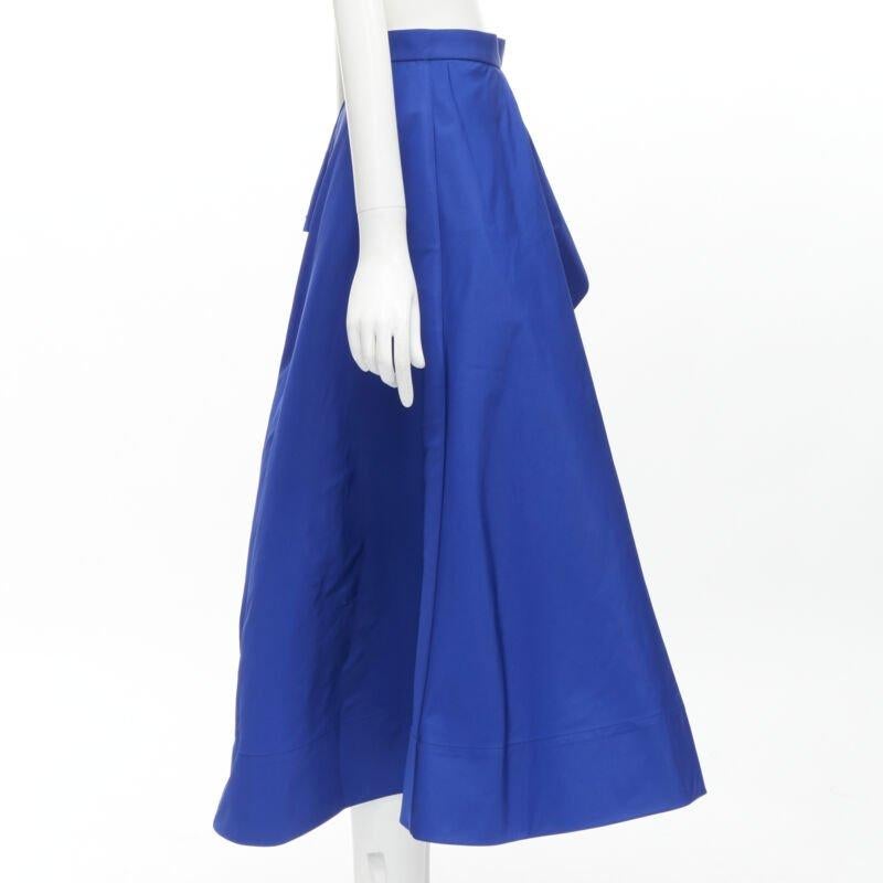 ALEXANDER MCQUEEN cobalt taffeta asymmetric high low structured skirt IT38 XS In Excellent Condition For Sale In Hong Kong, NT