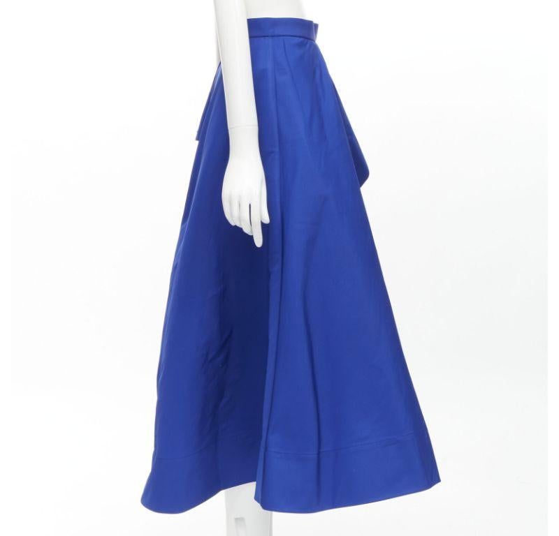 Blue ALEXANDER MCQUEEN cobalt taffeta asymmetric high low structured skirt IT38 XS For Sale